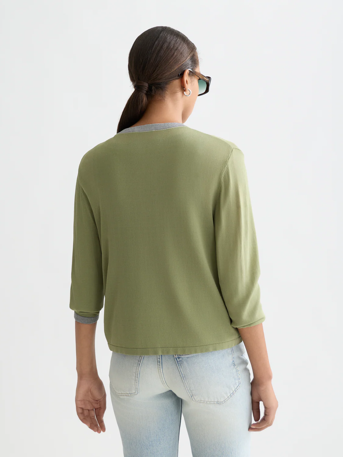 Stripe trim relaxed cardigan - Image 4