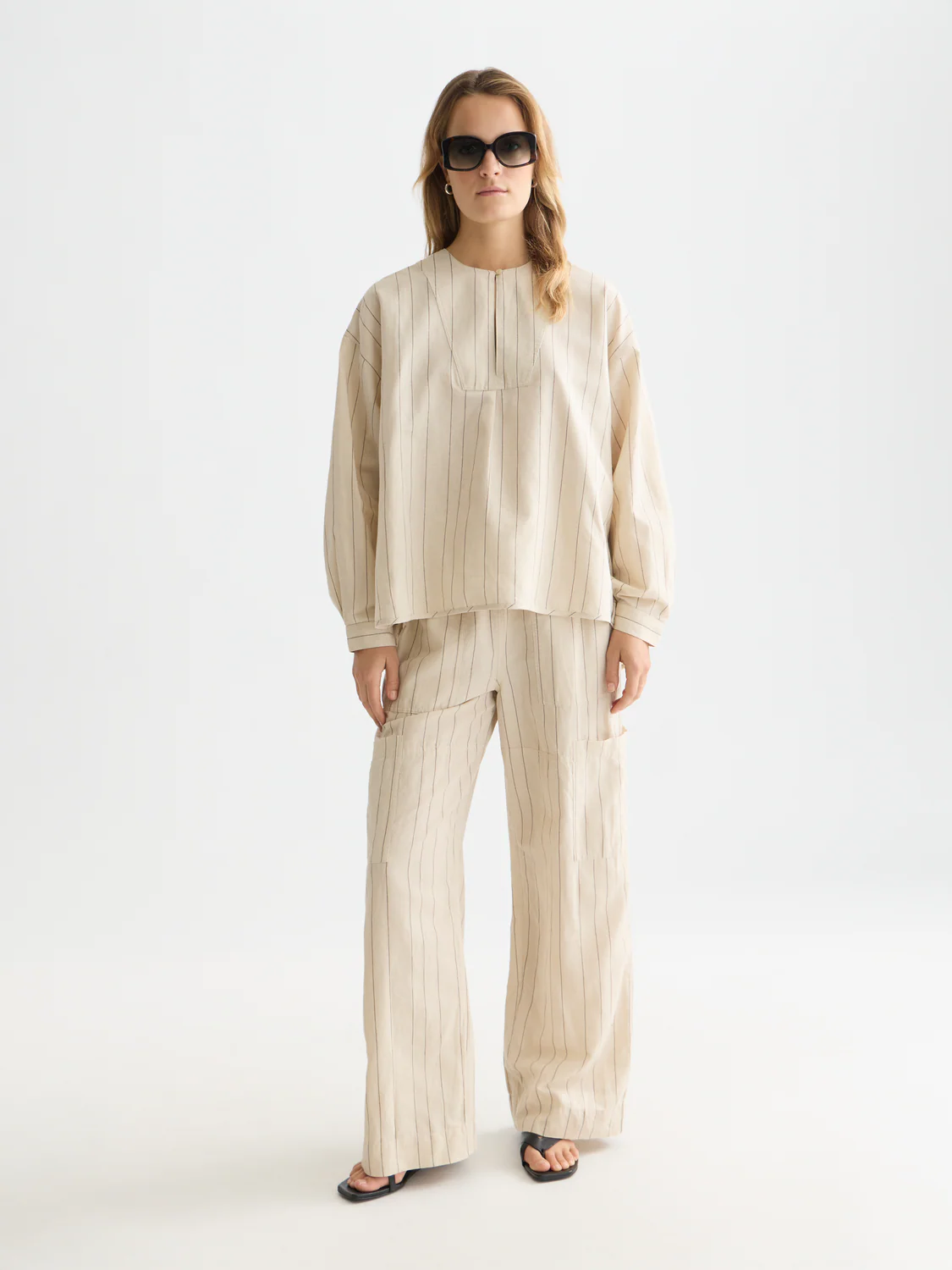 Cotton linen bib shirt - Image 2