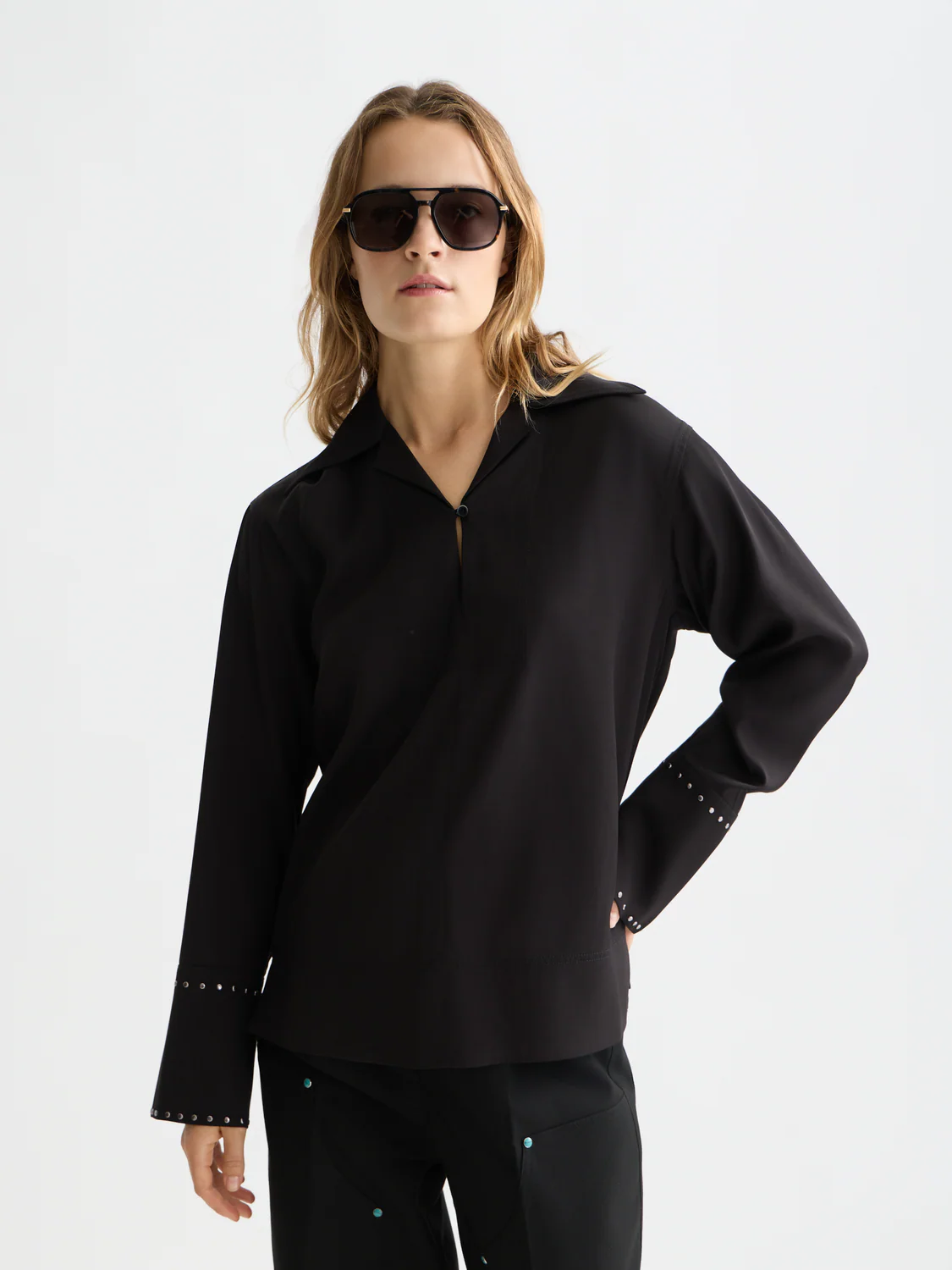 Studded long sleeve shirt