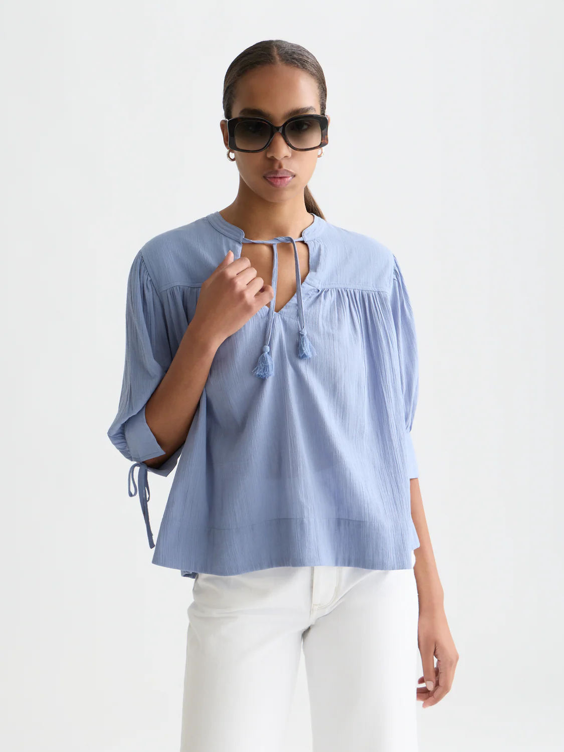 Relaxed blouse with gathers - Image 8