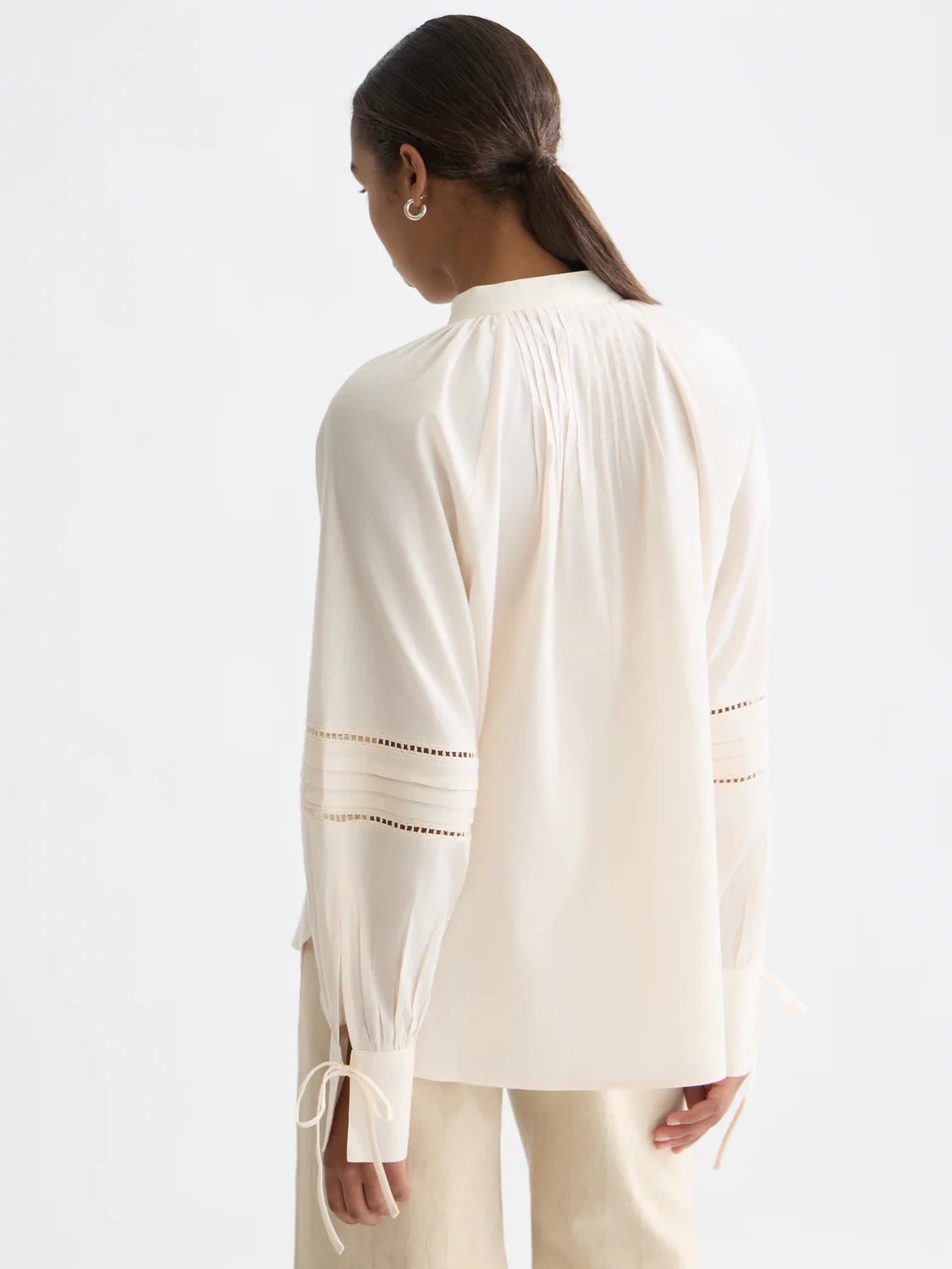 Cotton voile blouse with pleats - Image 4