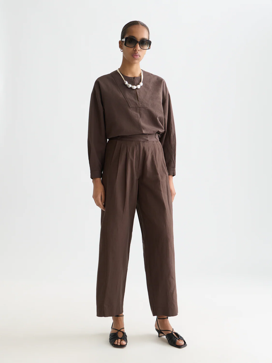 Cotton linen bib shirt - Image 2