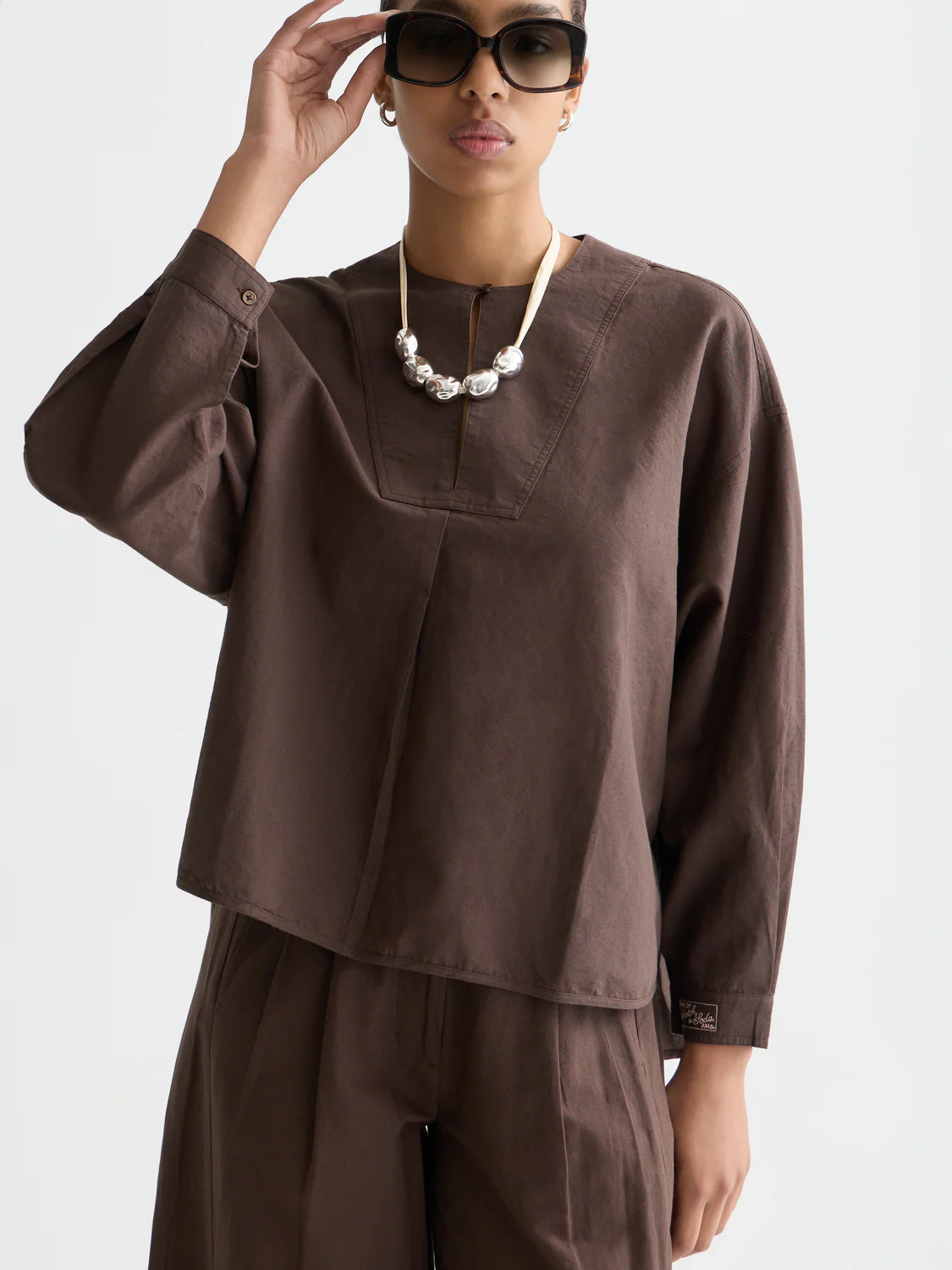 Cotton linen bib shirt - Image 3