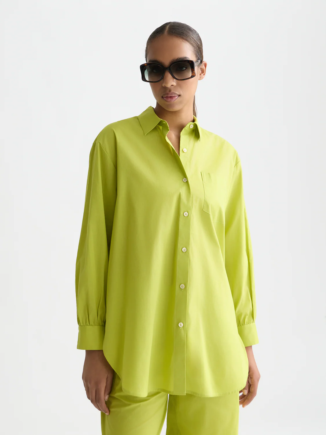 Cotton voile oversized shirt
