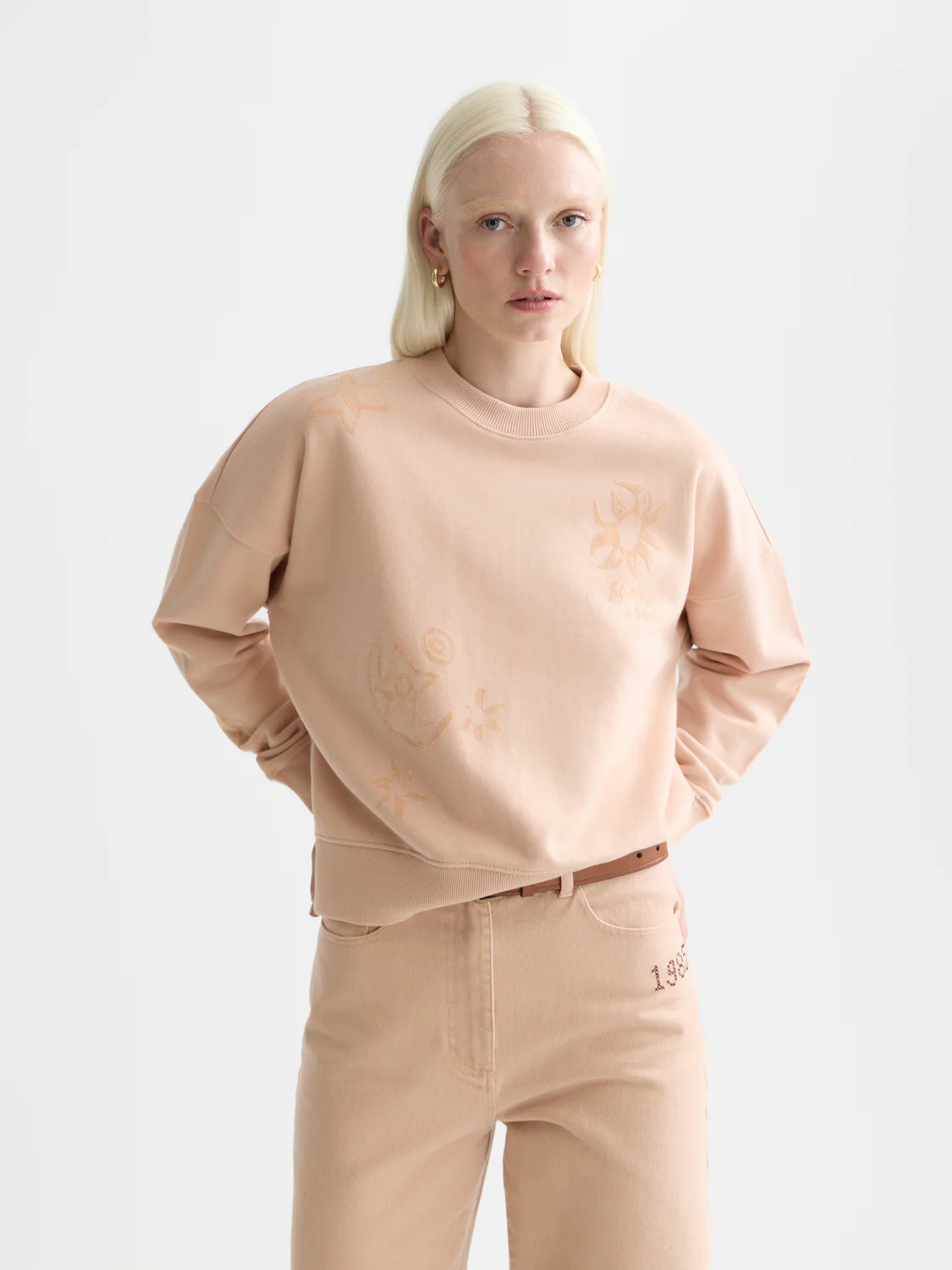 Relaxed flock print sweatshirt