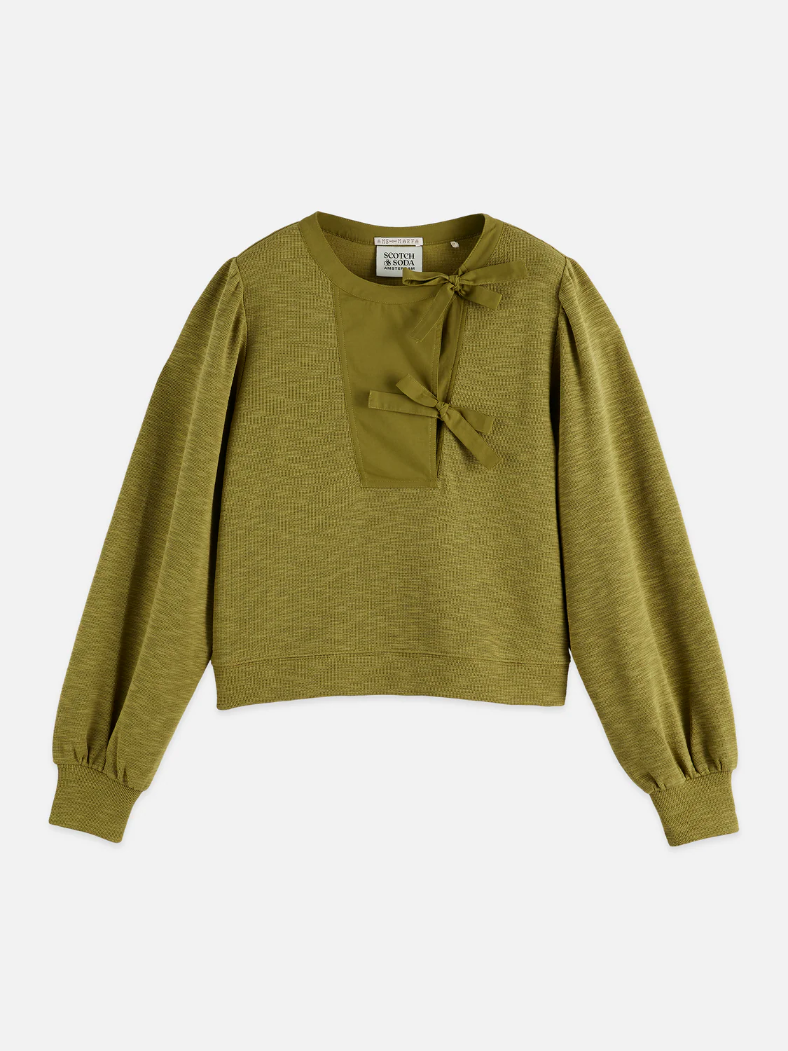 Open neck sweatshirt with woven front placket - Image 5