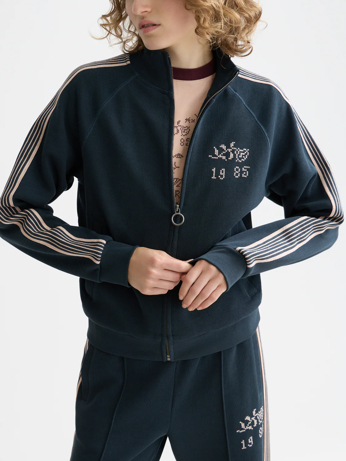 Zip-up interlock sweatshirt - Image 3