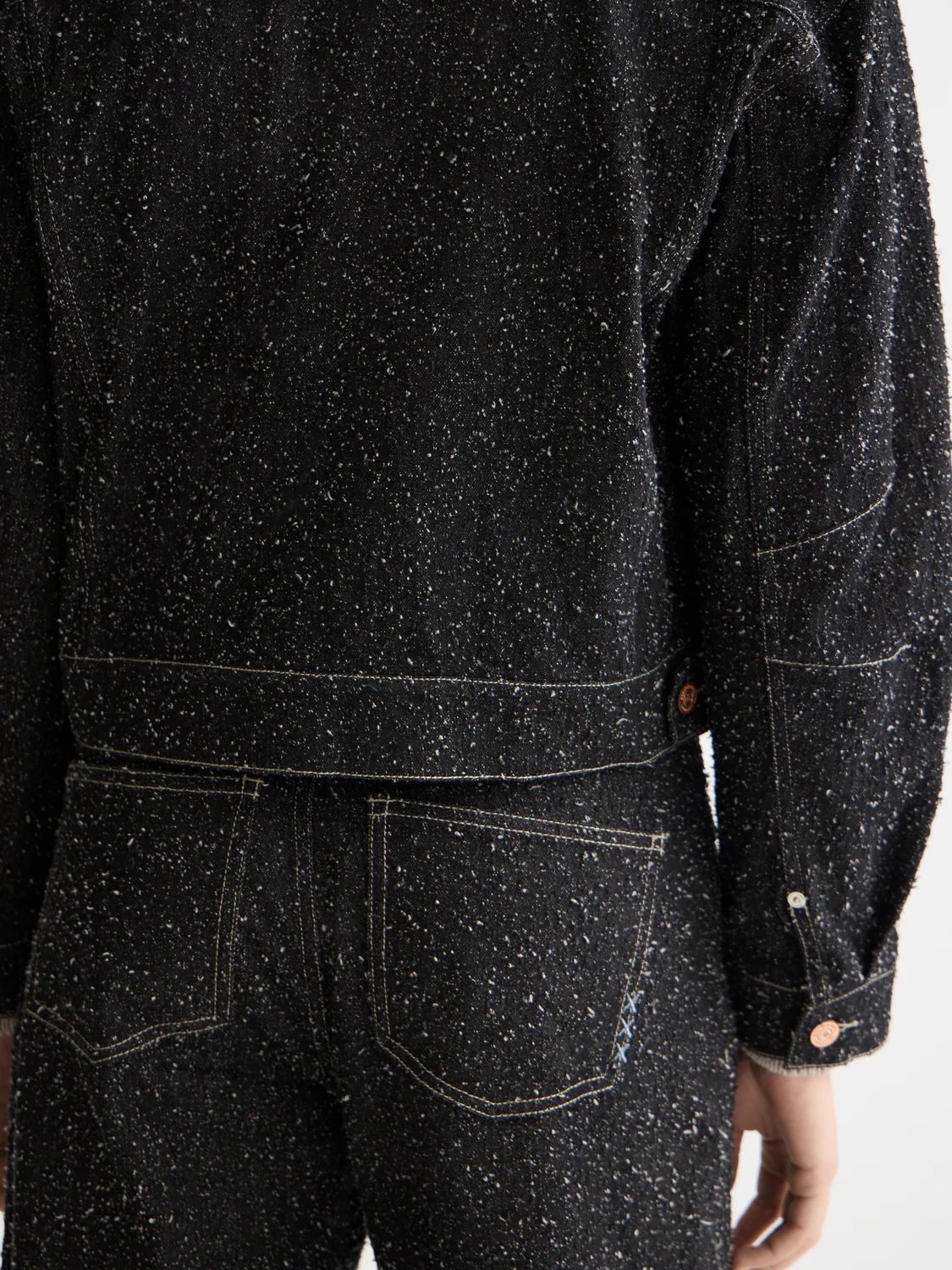 Black denim textured oversized jacket - Image 3