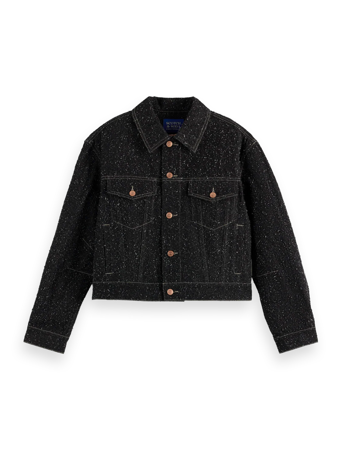 Black denim textured oversized jacket - Image 5