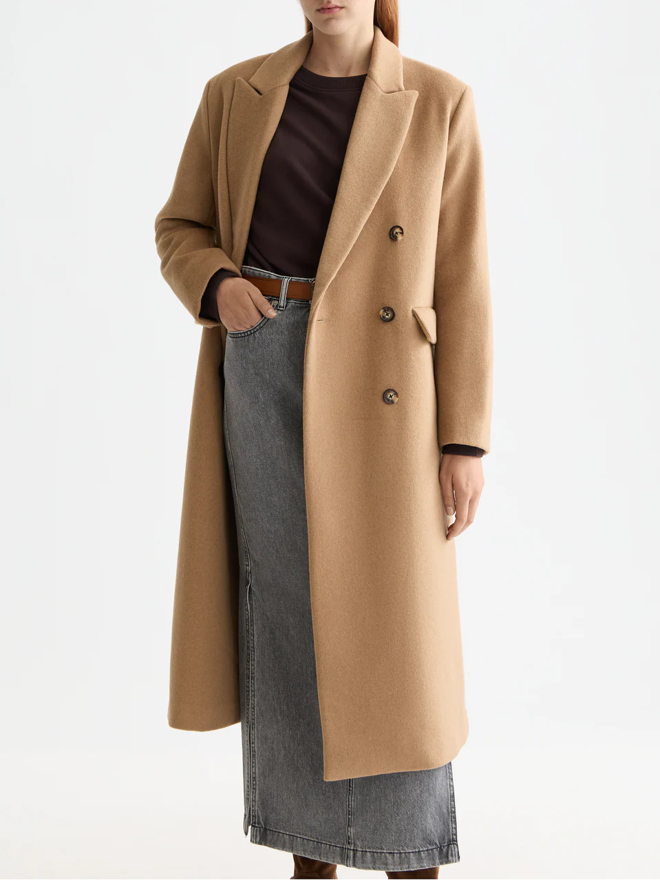 Double Breasted Tailored Wool blend Coat