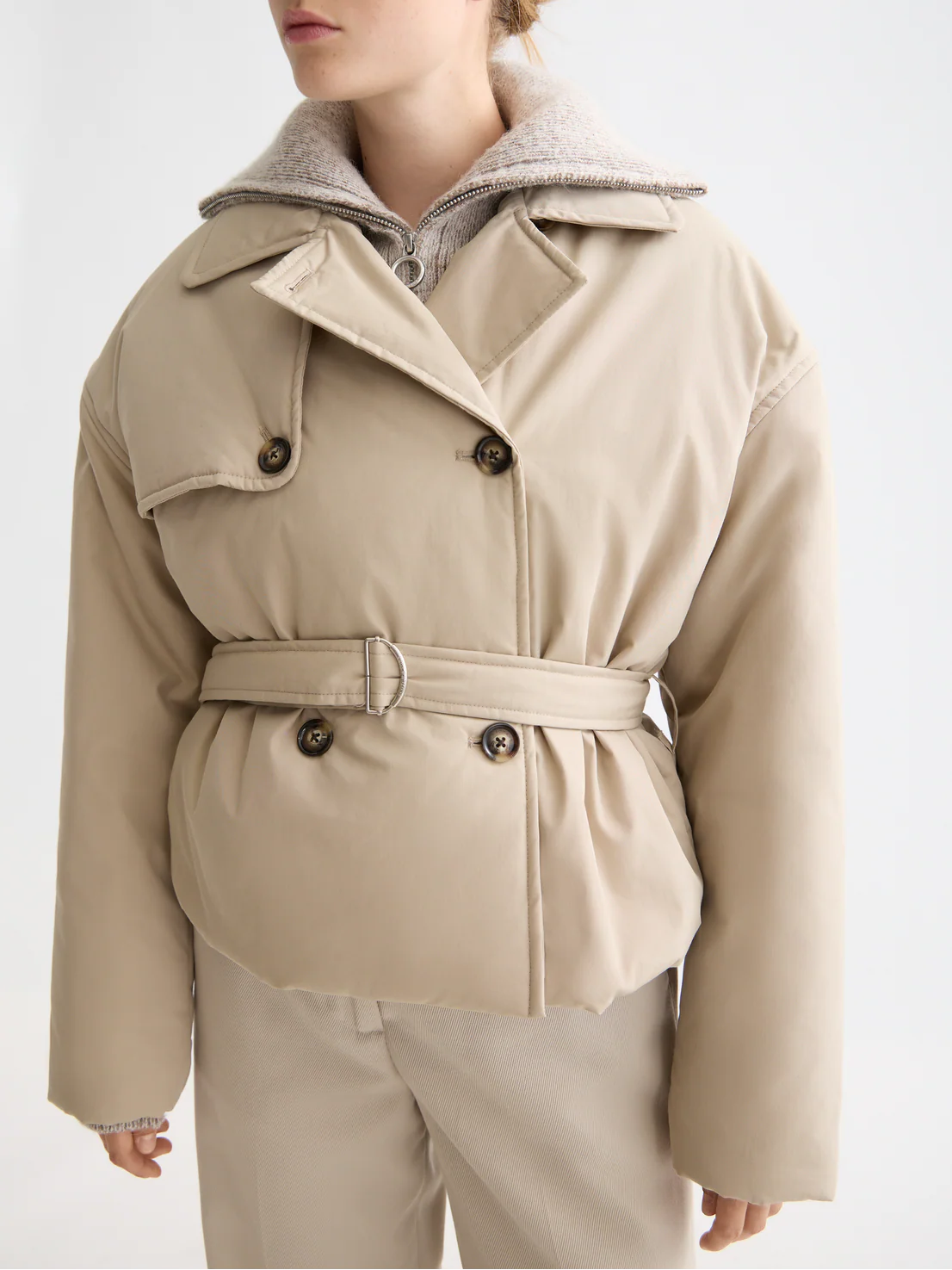 Lightweight padded poplin trench - Image 3