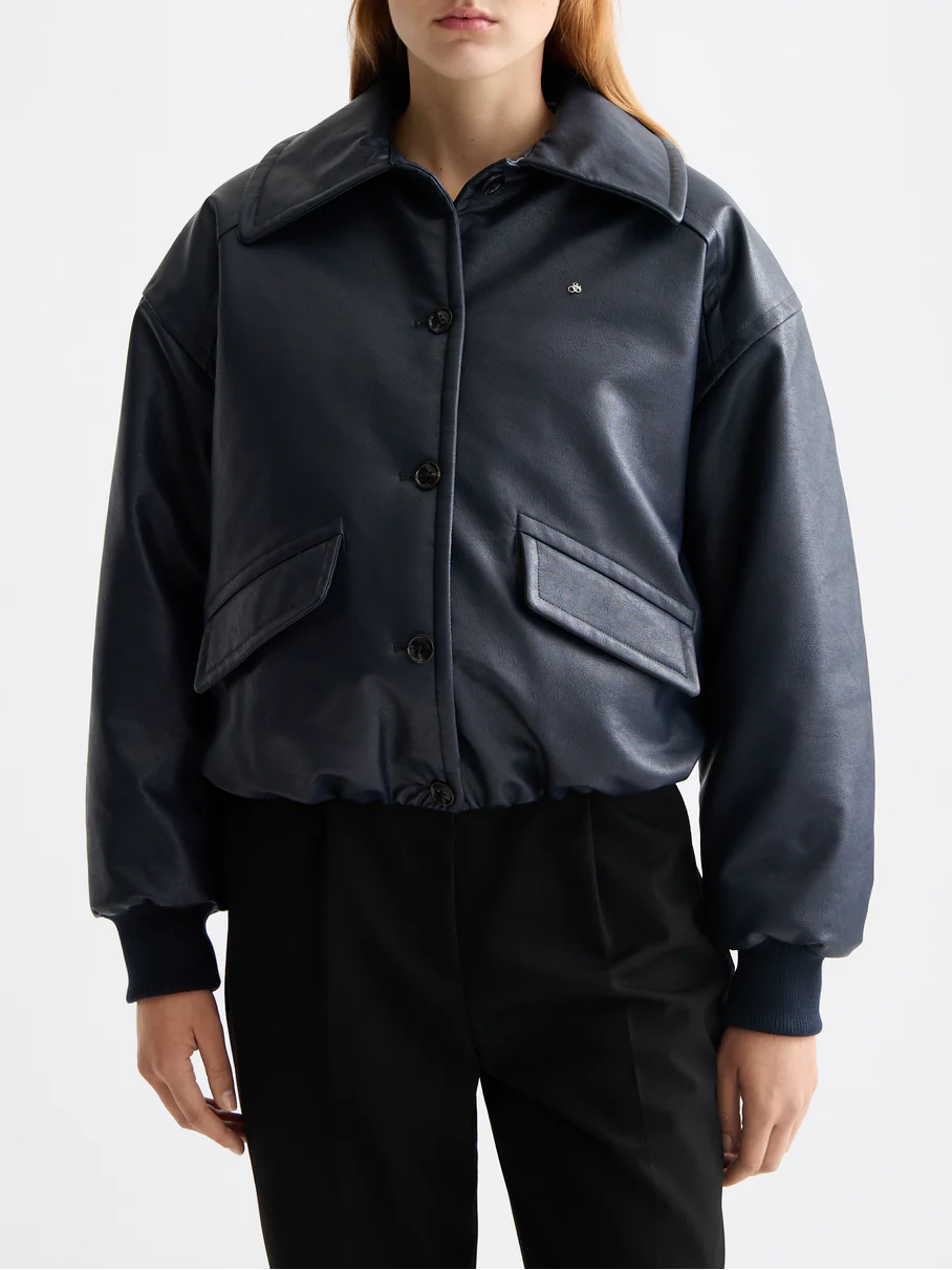 Vegan leather bomber jacket