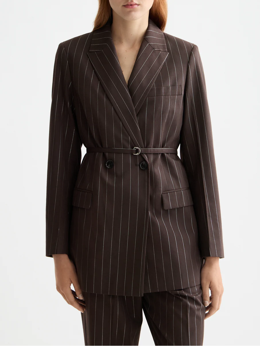Double breasted lurex pinstripe blazer
