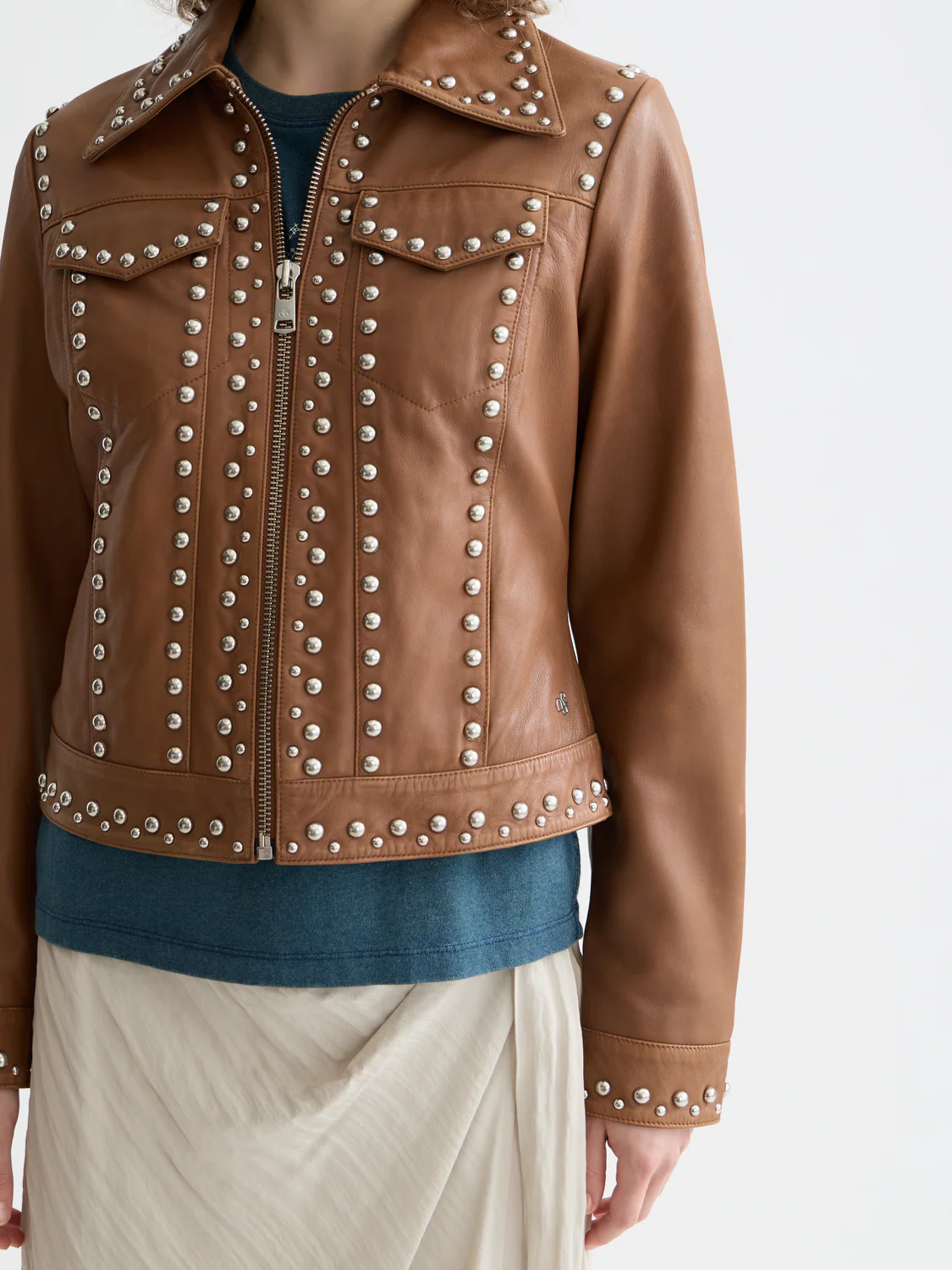 Studded leather trucker - Image 3