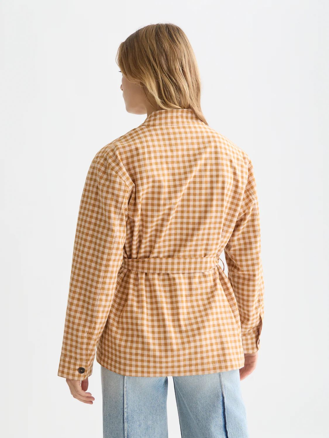Linen blend gingham belted blazer - Image 4