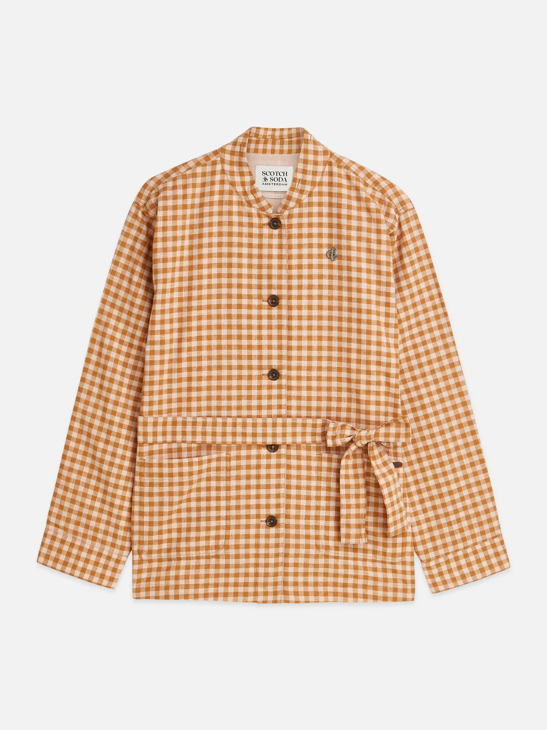 Linen blend gingham belted blazer - Image 5