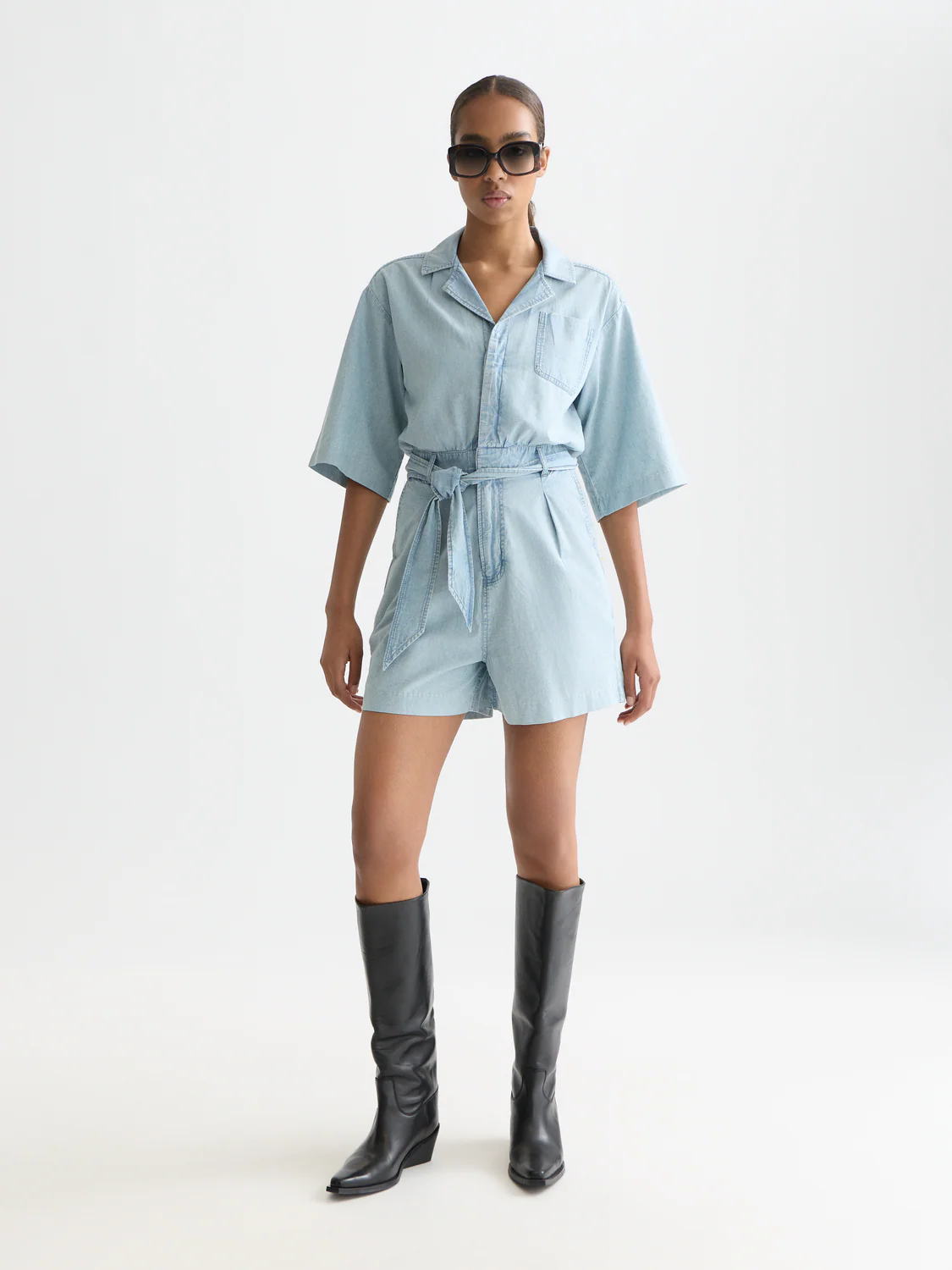 Lightweight denim playsuit