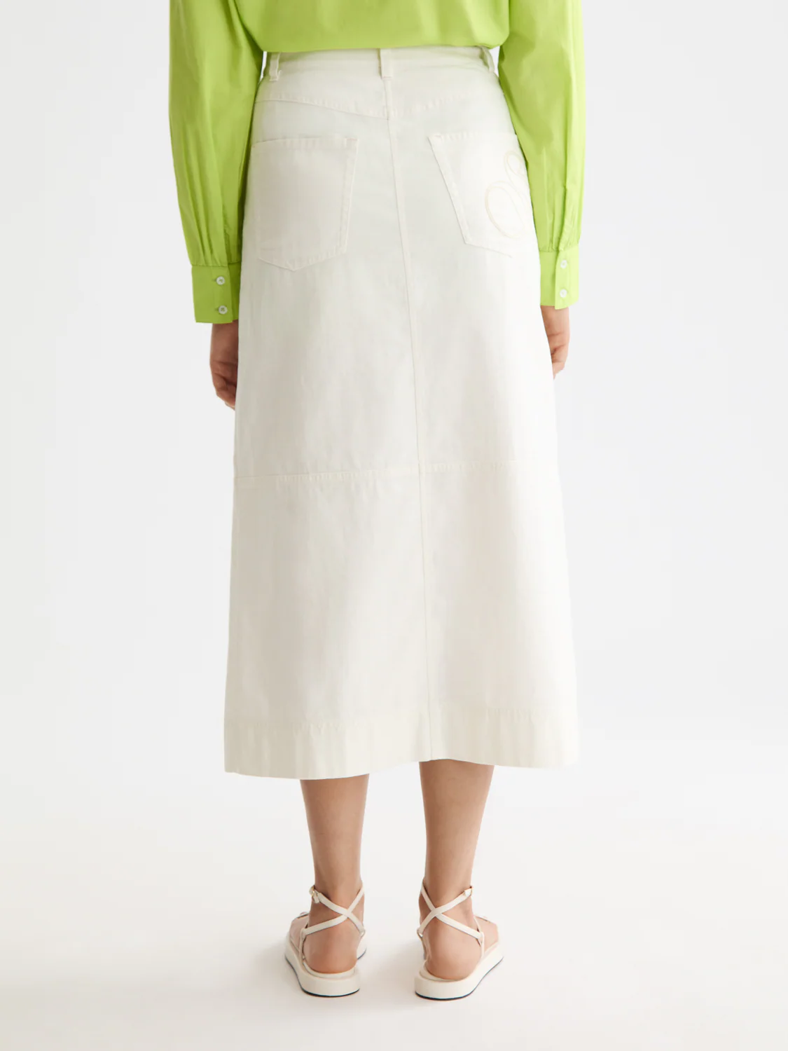 Workwear midi skirt with front slit - Image 11