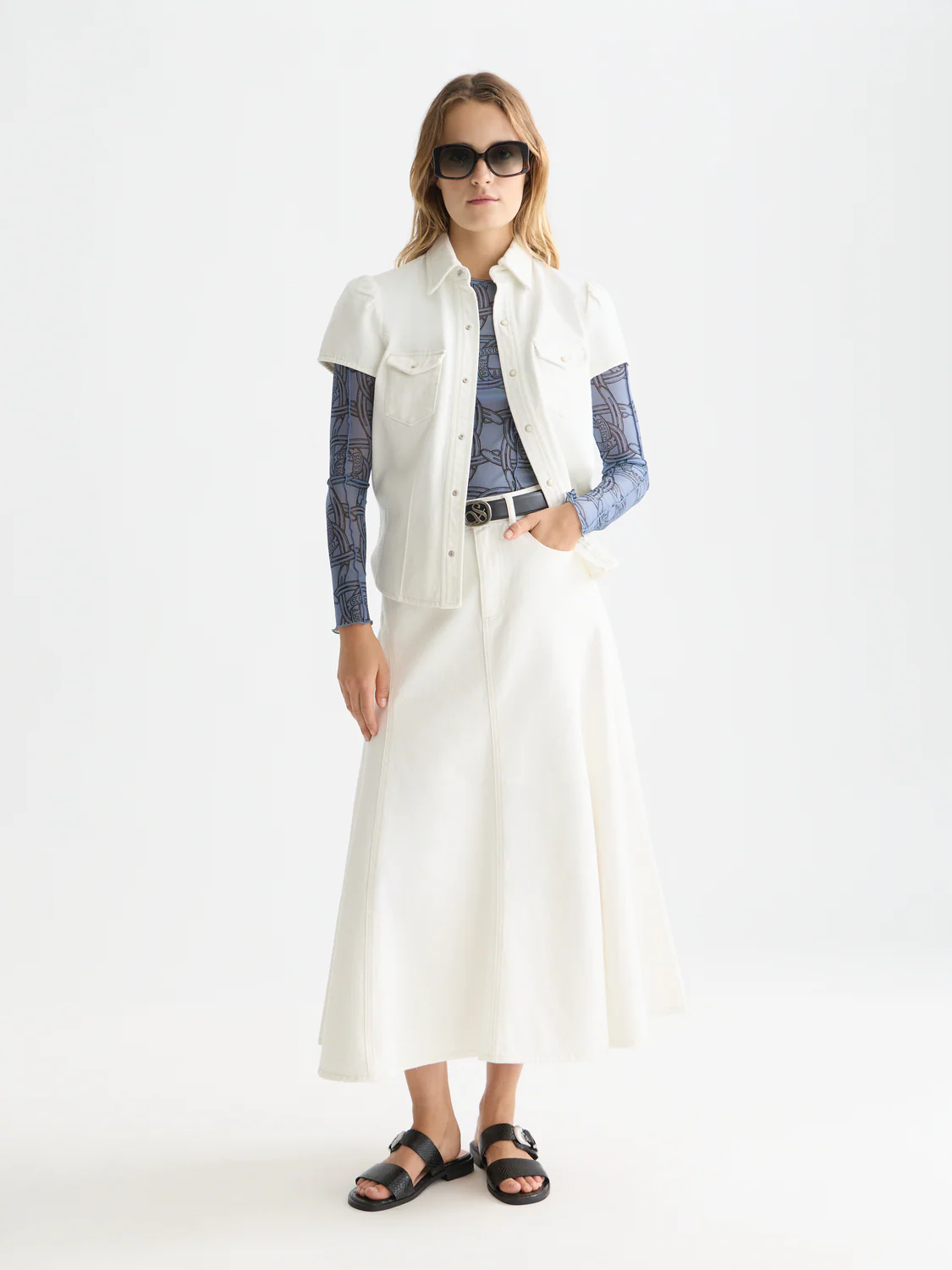 Denim maxi skirt