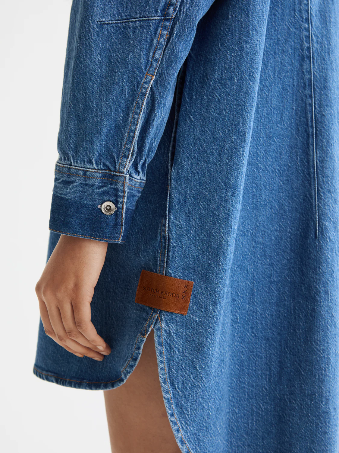Washed denim mini shirtdress - Image 3