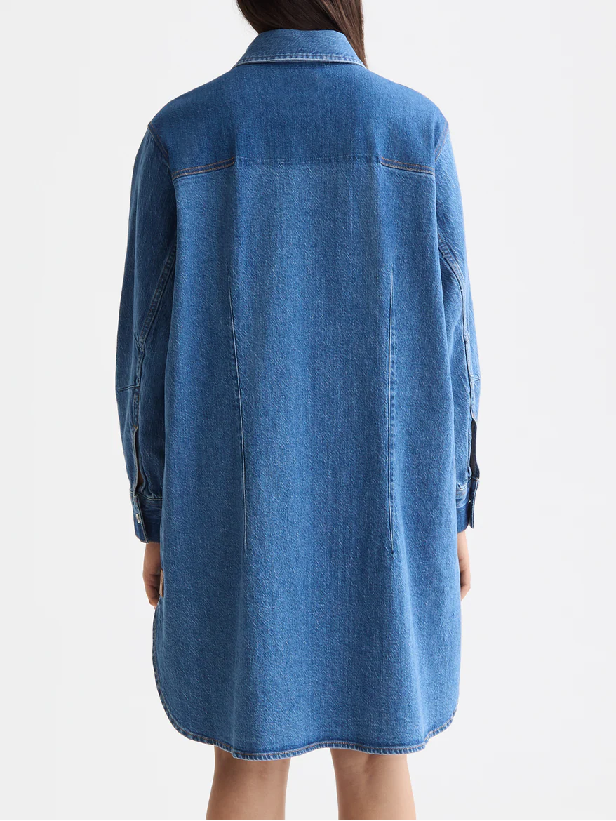 Washed denim mini shirtdress - Image 4