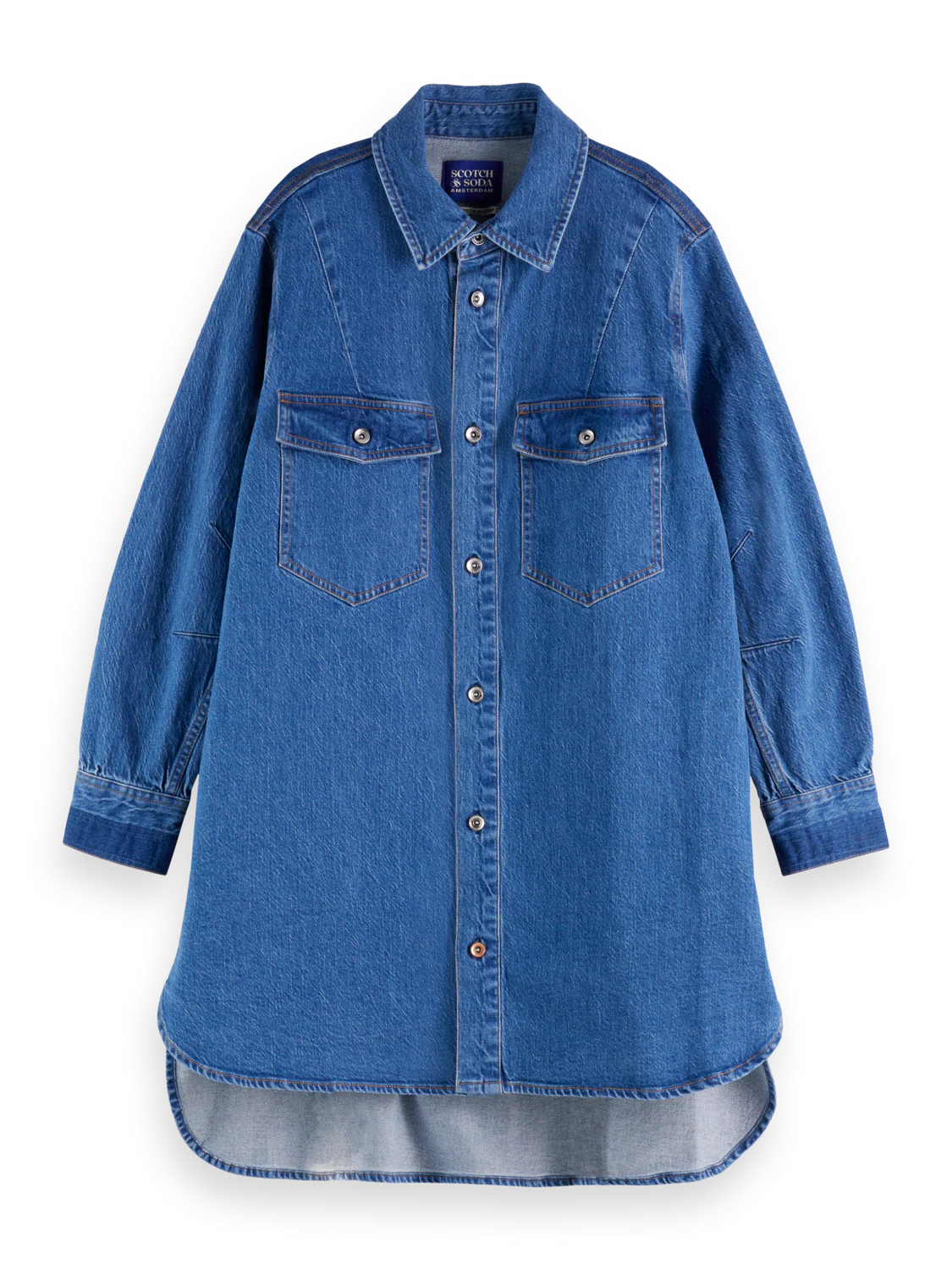 Washed denim mini shirtdress - Image 5