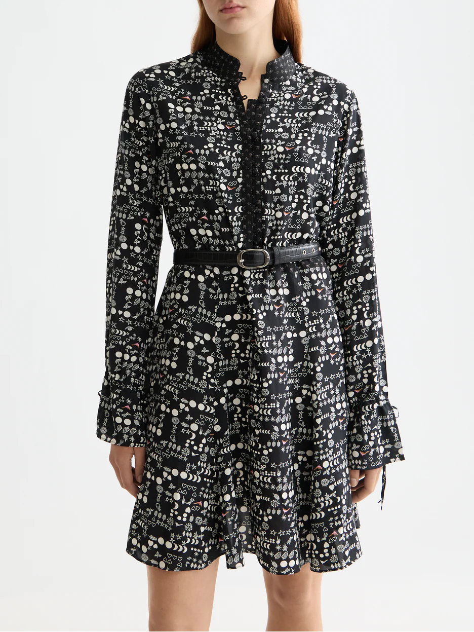 Printed long sleeve mini dress - Image 2