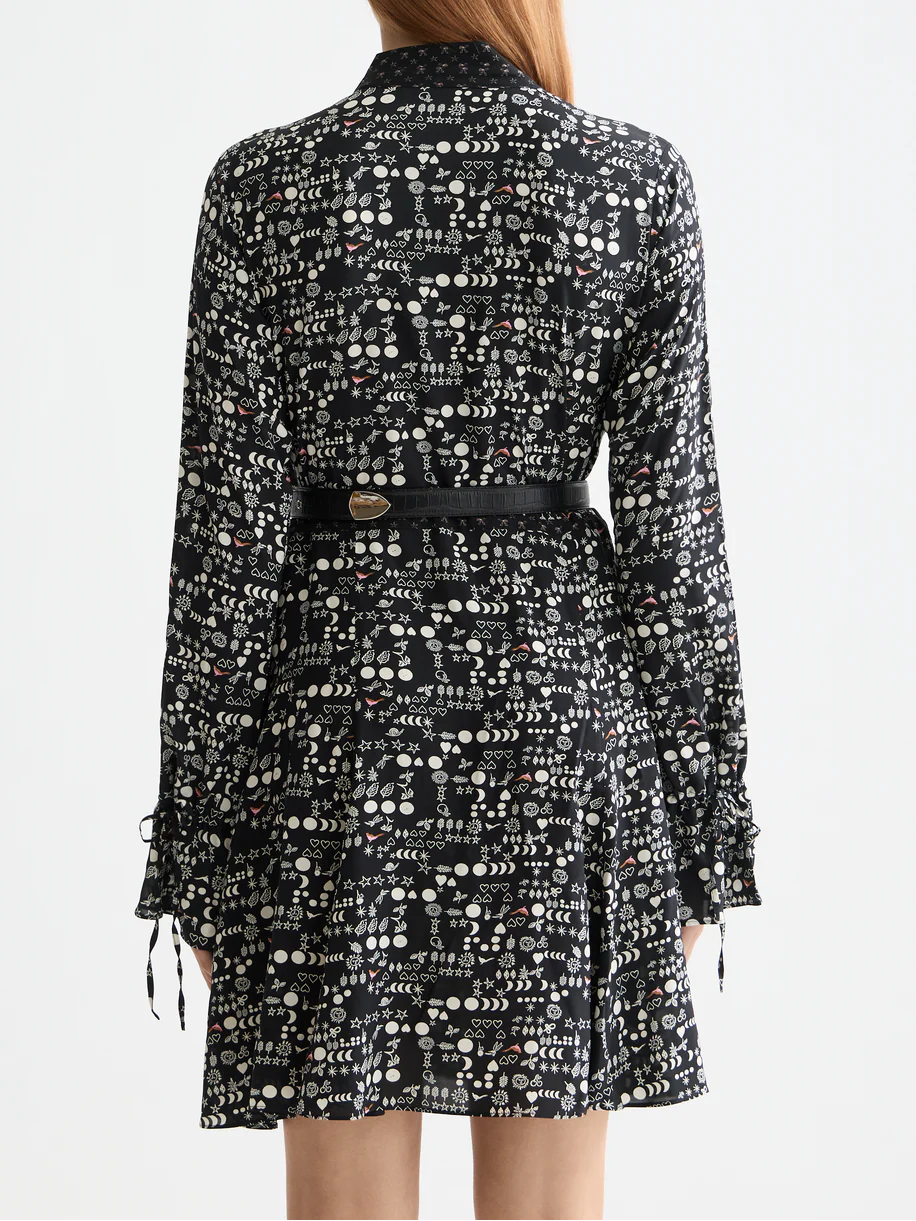 Printed long sleeve mini dress - Image 3
