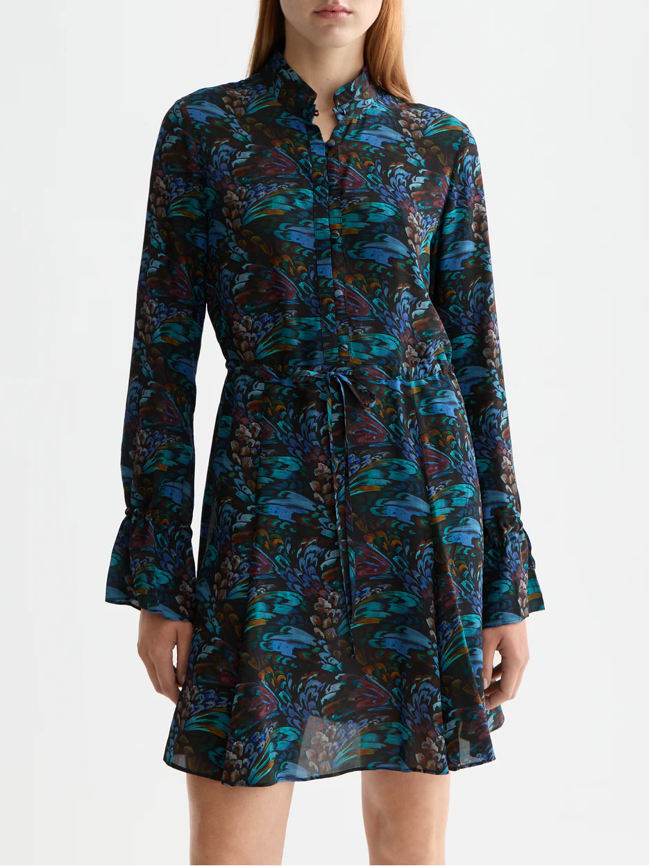 Printed long sleeve mini dress - Image 8