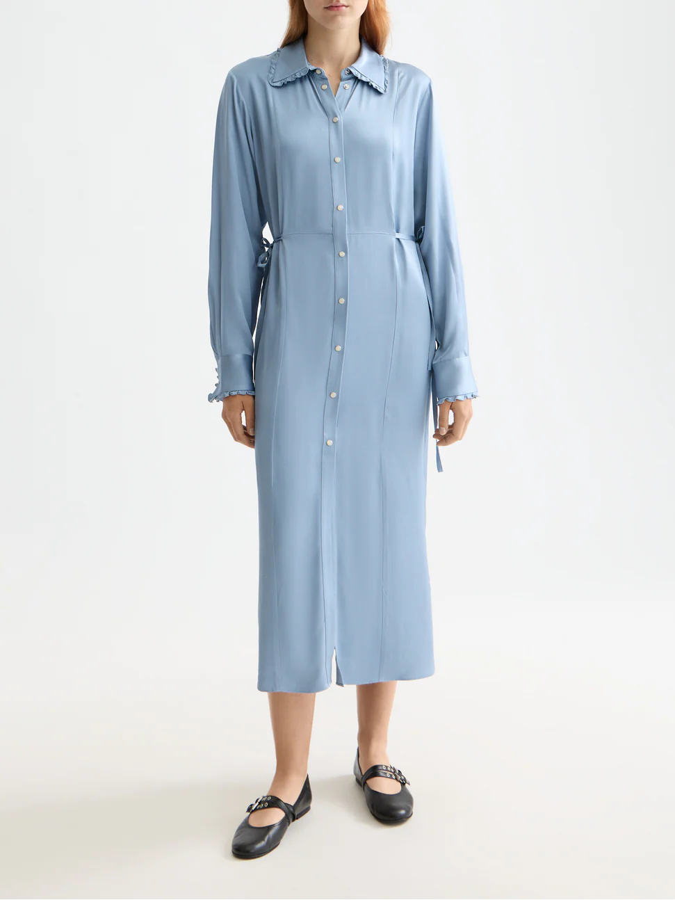 Midi ruffle shirt dress - Image 7