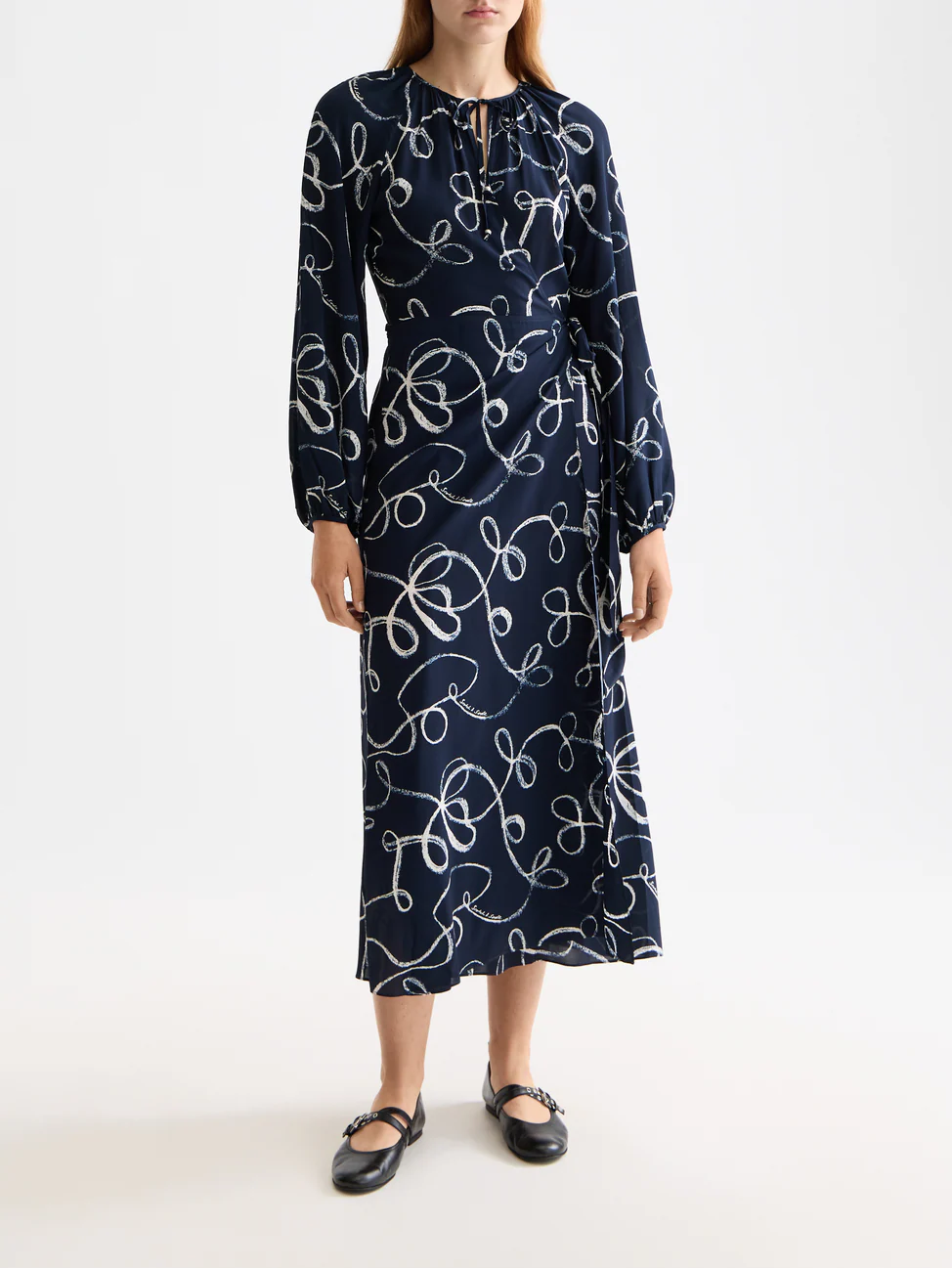 Midi wrap dress with key hole