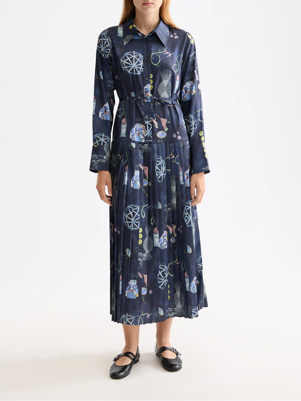 Belted shirt midi dress