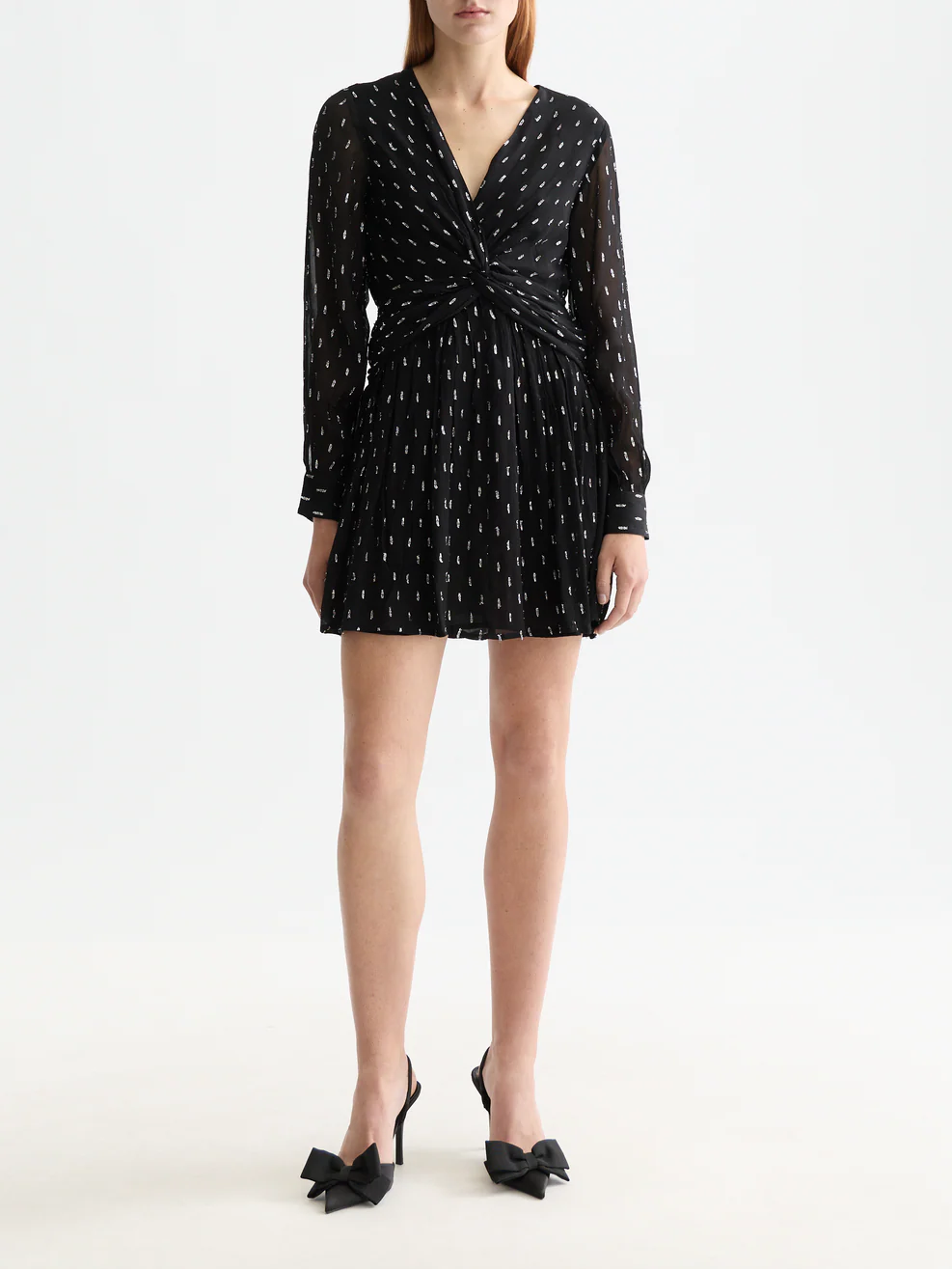 Long sleeve mini dress with draped front