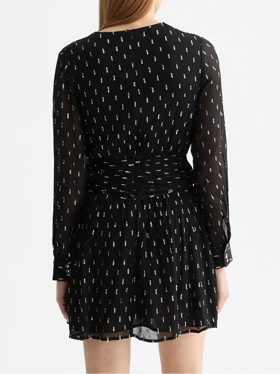 Long sleeve mini dress with draped front - Image 3