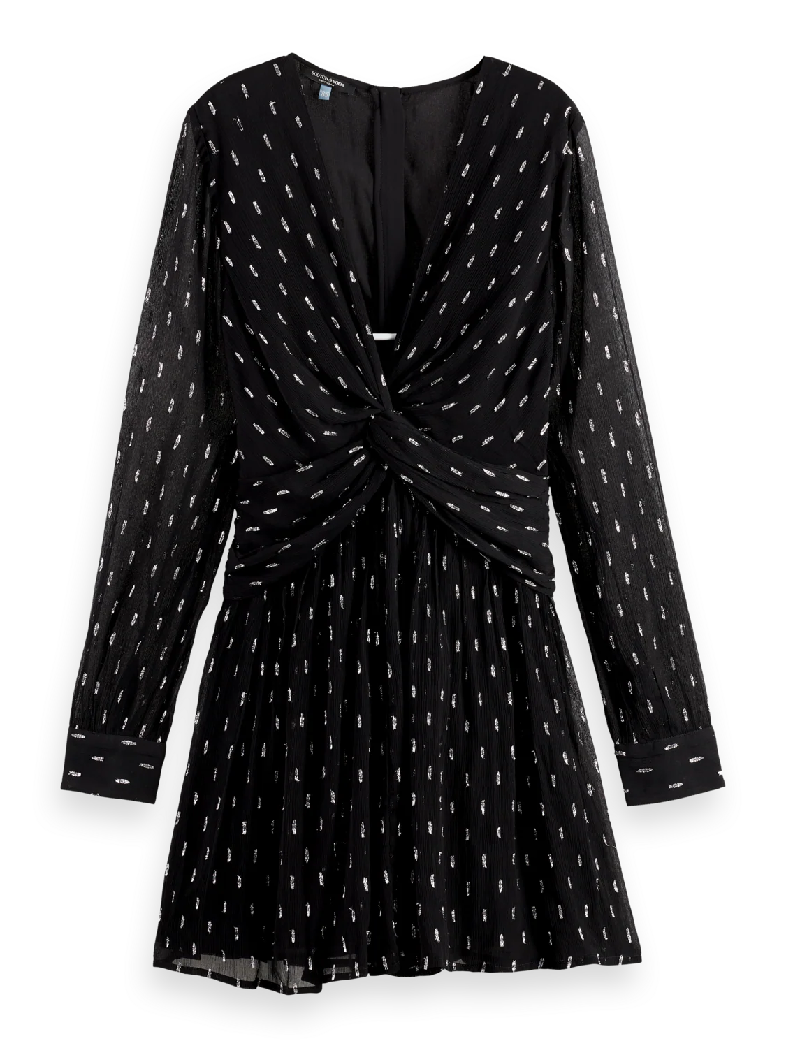 Long sleeve mini dress with draped front - Image 4