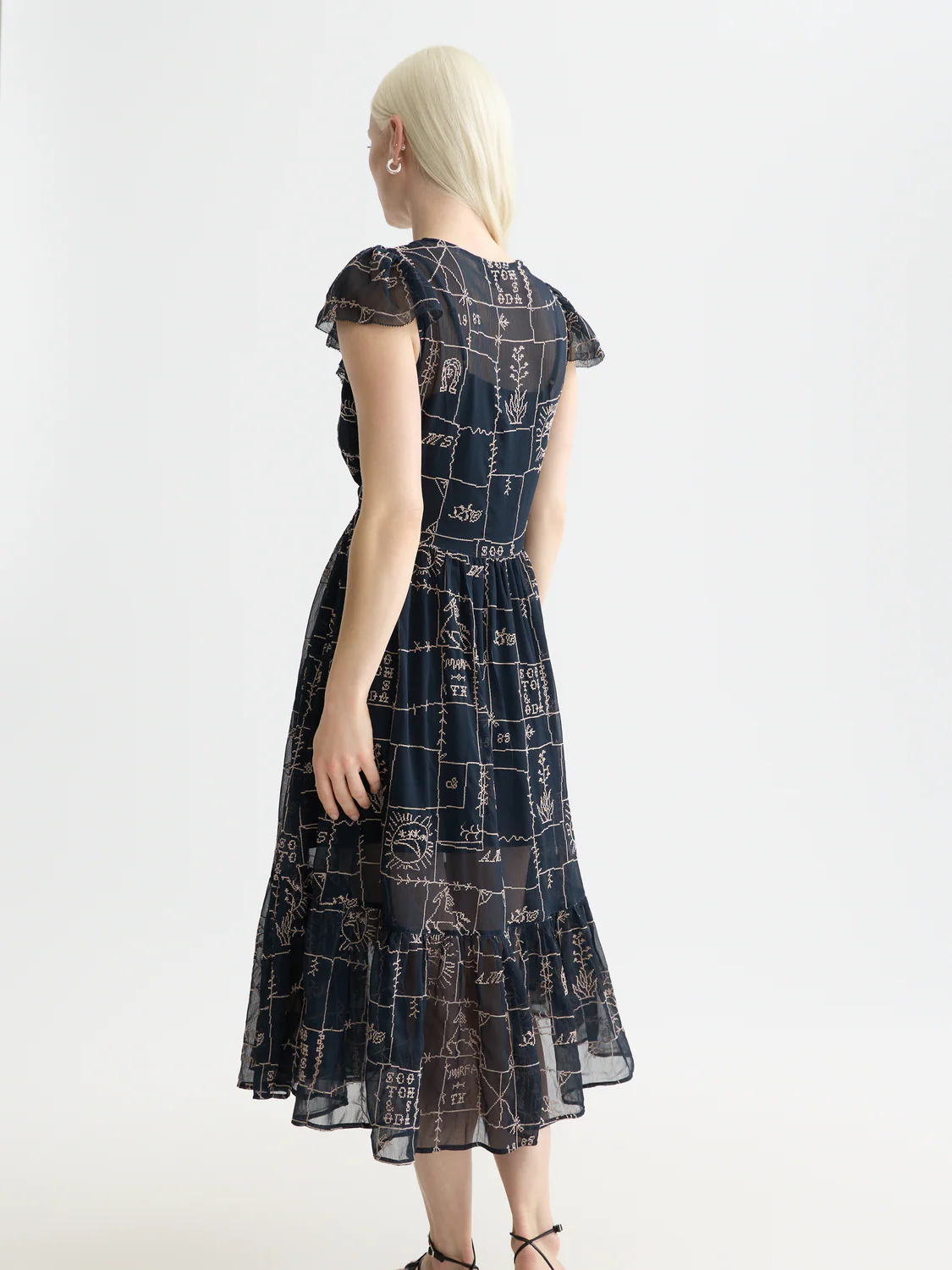 Cross-stitch embroidered midi dress - Image 4