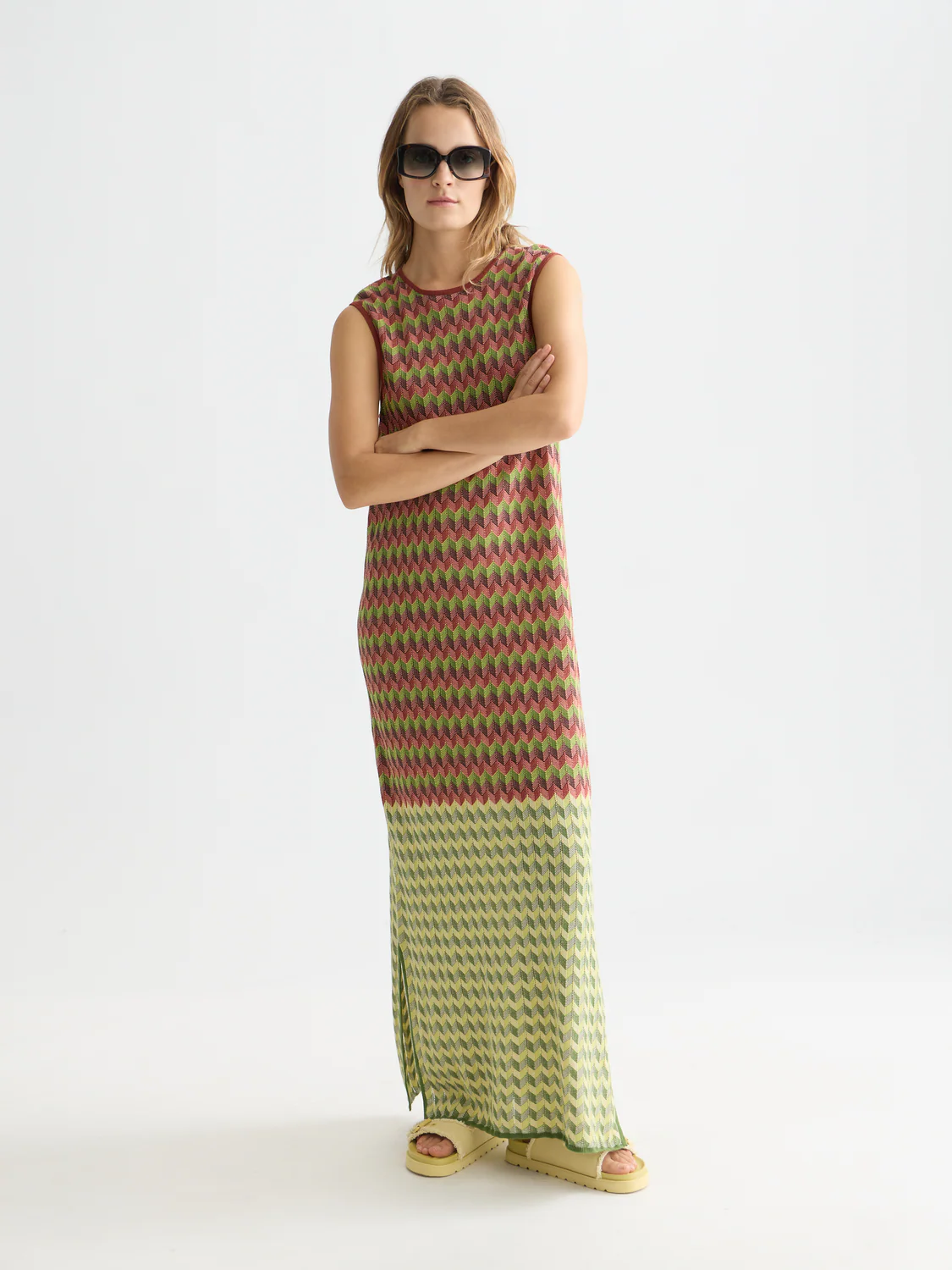 Chevron knitted maxi dress