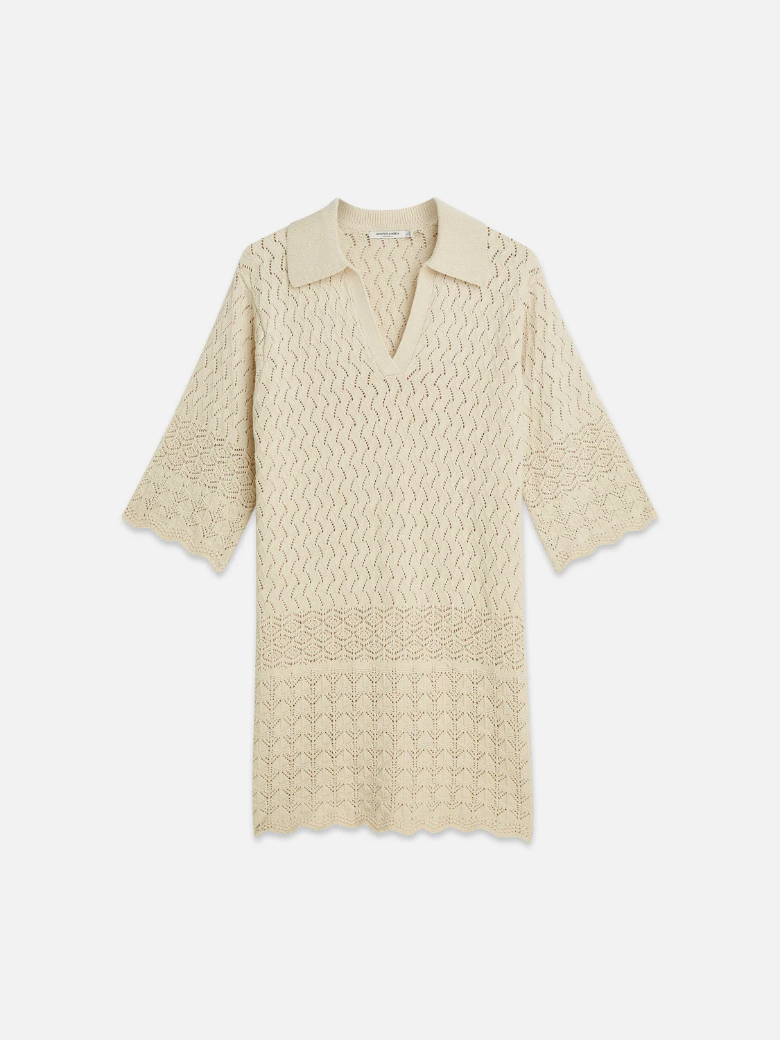 Pointelle stitch knitted short tunic dress - Image 5