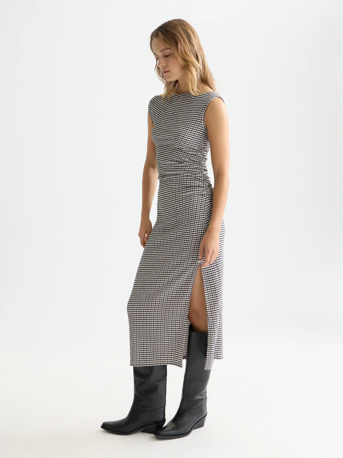 Structured gingham midi dress - Image 3
