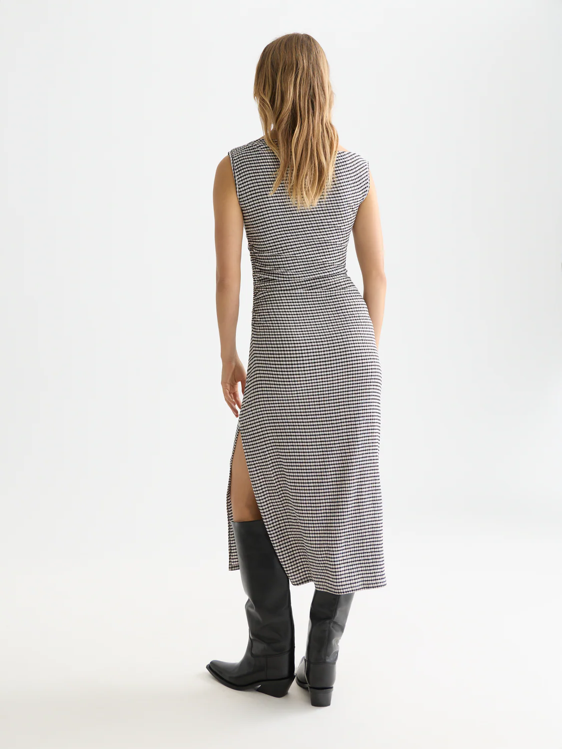 Structured gingham midi dress - Image 4