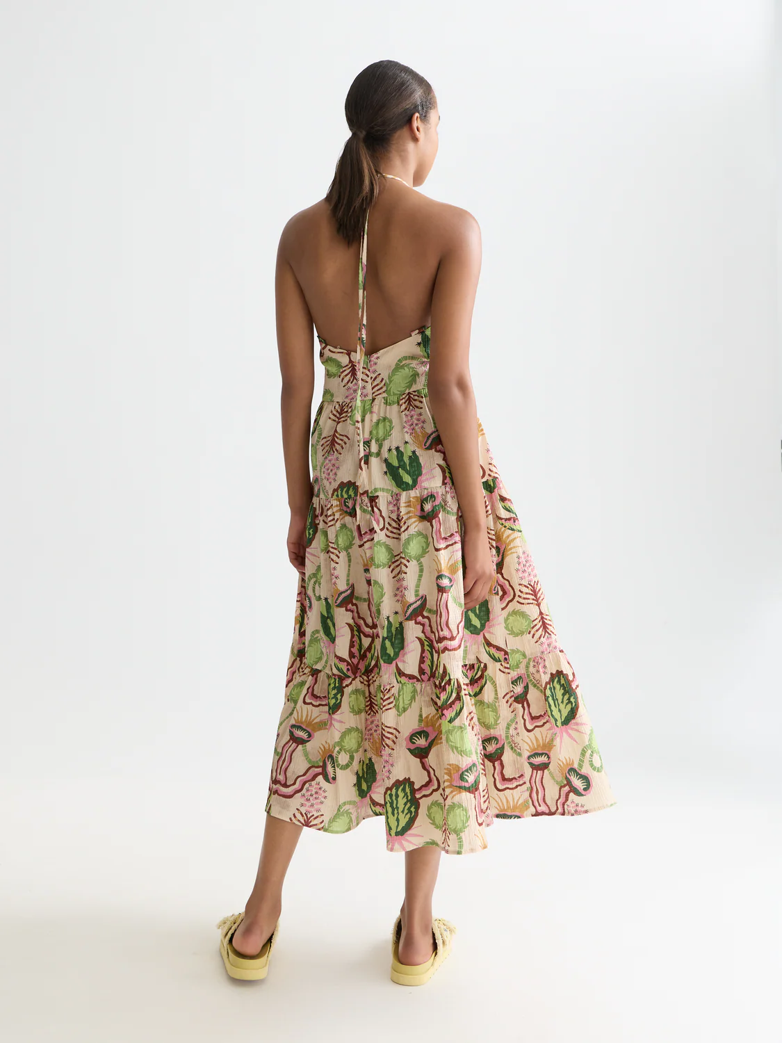 Cotton seersucker keyhole halter midi dress - Image 10