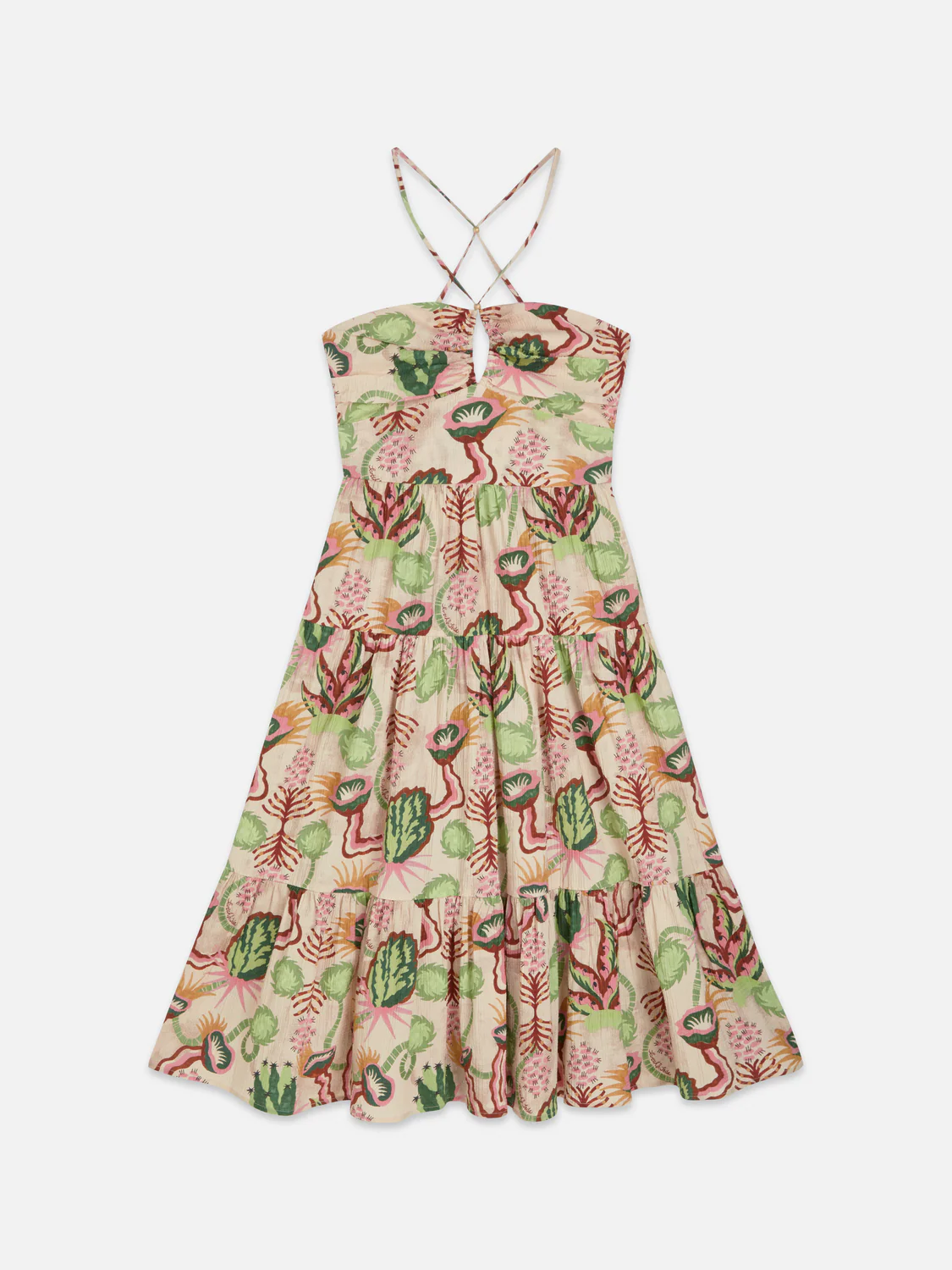 Cotton seersucker keyhole halter midi dress - Image 11