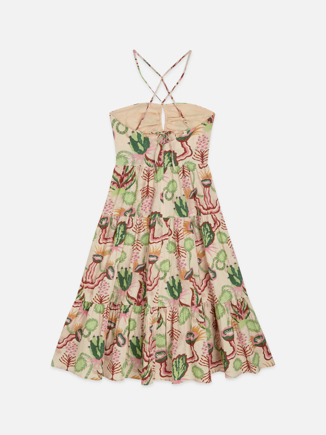 Cotton seersucker keyhole halter midi dress - Image 12