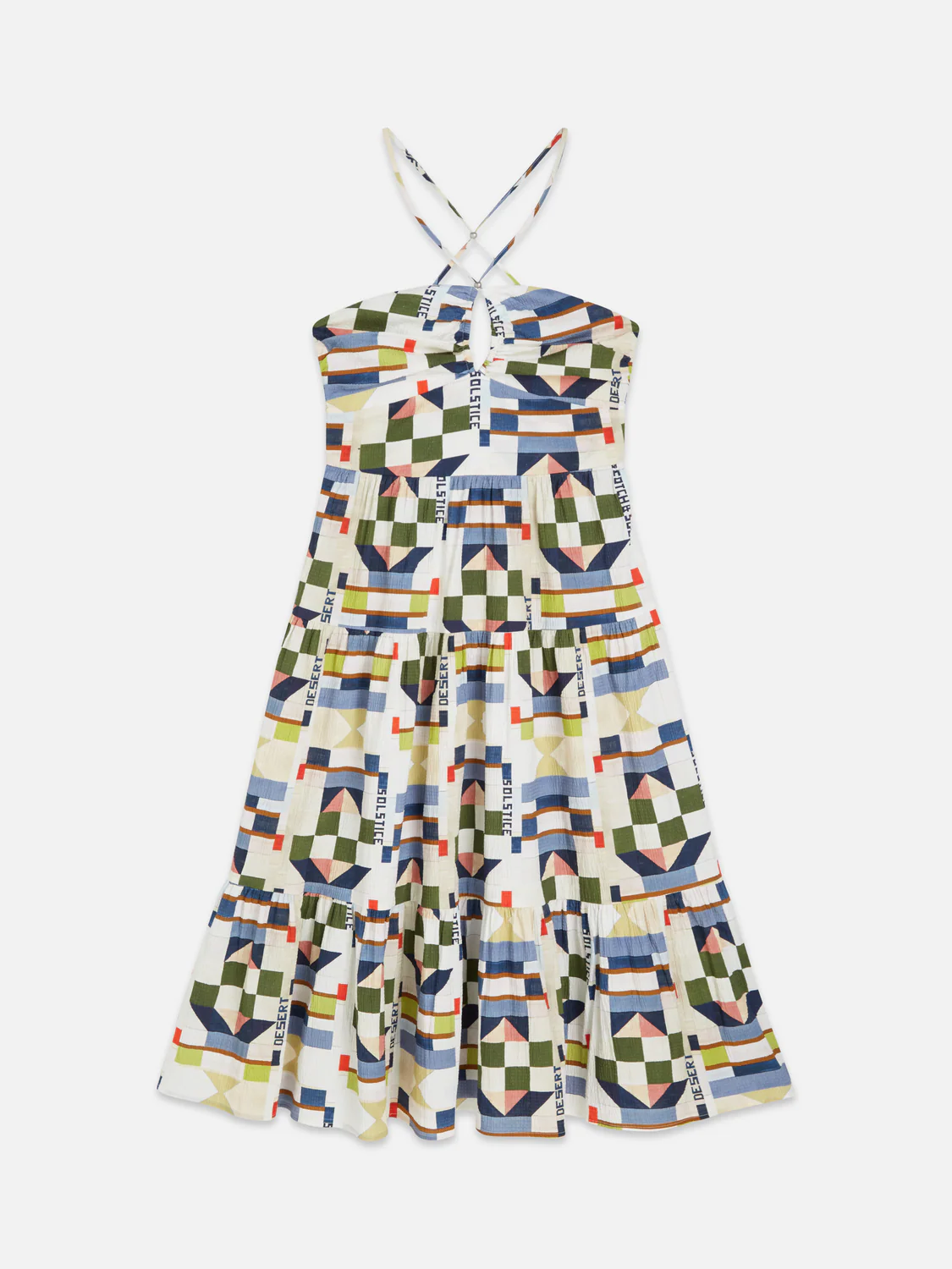 Cotton seersucker keyhole halter midi dress - Image 5