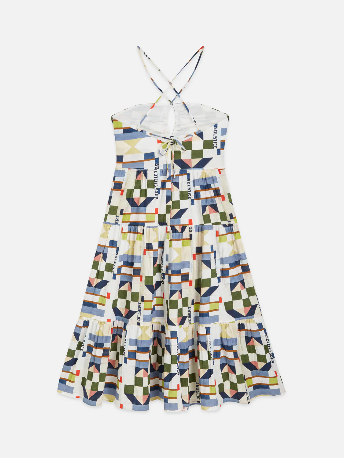 Cotton seersucker keyhole halter midi dress - Image 6