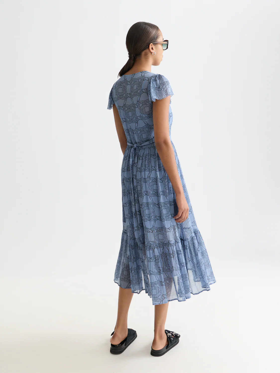 Printed chiffon midi day dress - Image 11