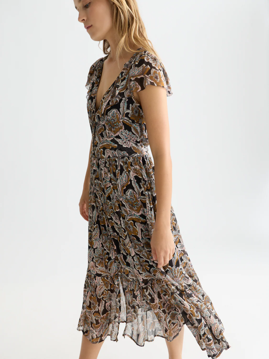 Printed chiffon midi day dress - Image 3
