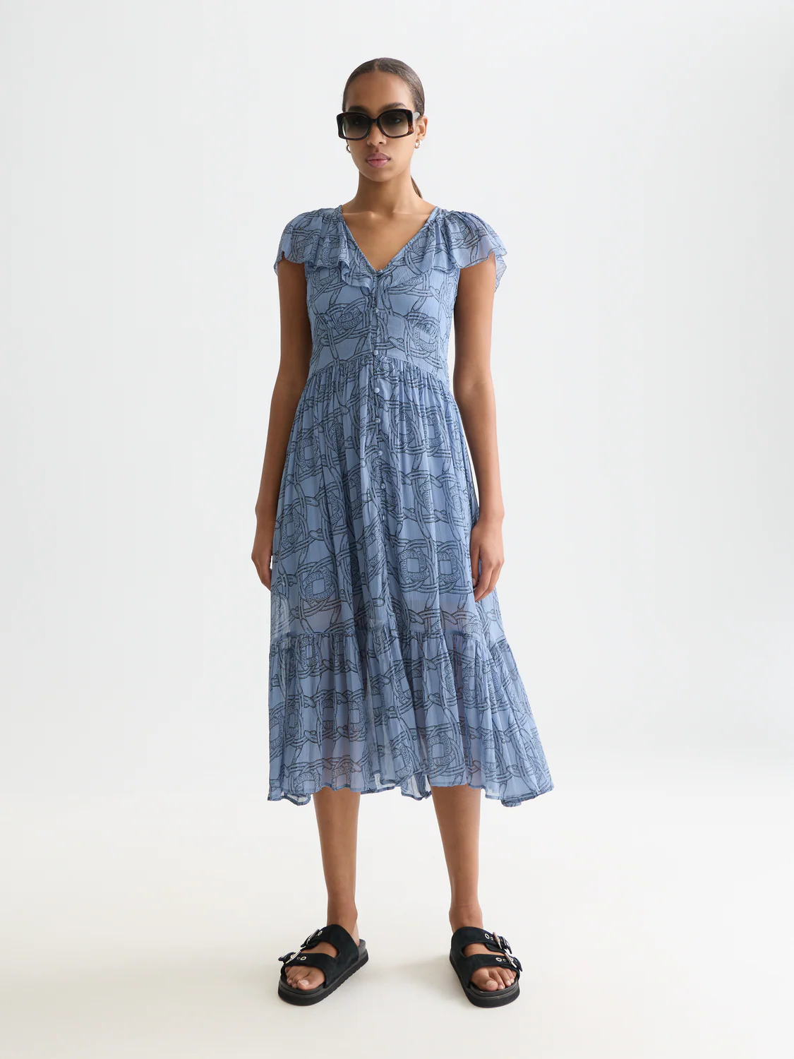 Printed chiffon midi day dress - Image 8