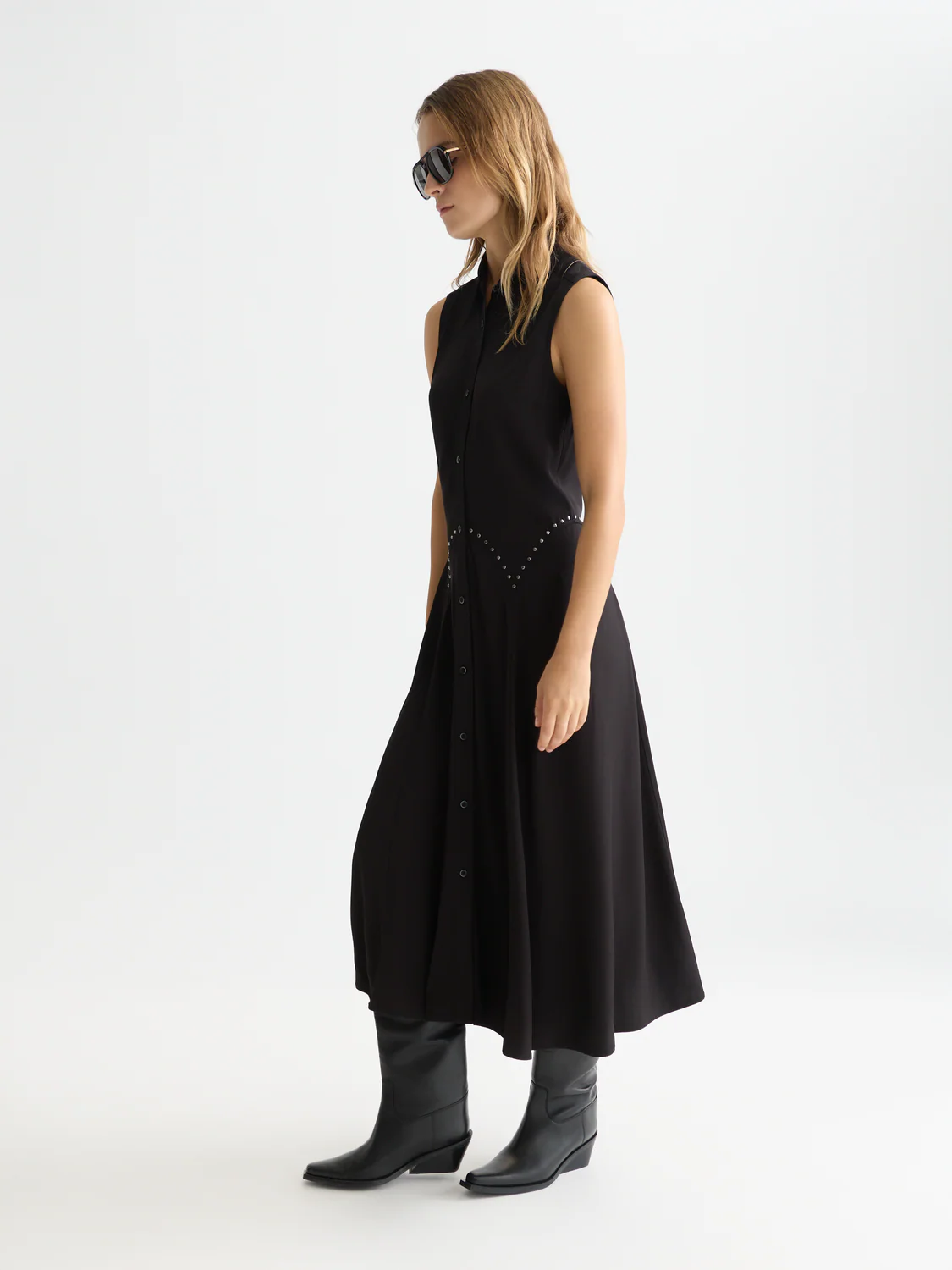 Studded button midi dress - Image 3