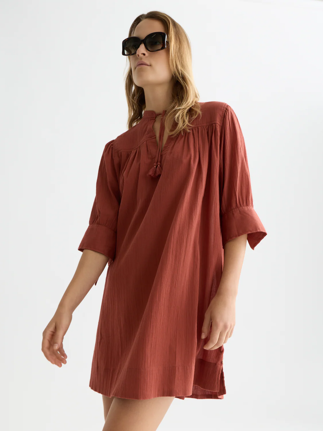 Mini gathered sleeve dress - Image 2